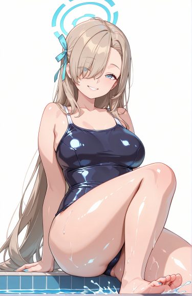 「スク水アスナがご奉仕します…♥」むちむちテカテカスク水一之瀬アスナ二次エロ画像25枚＋おまけ画