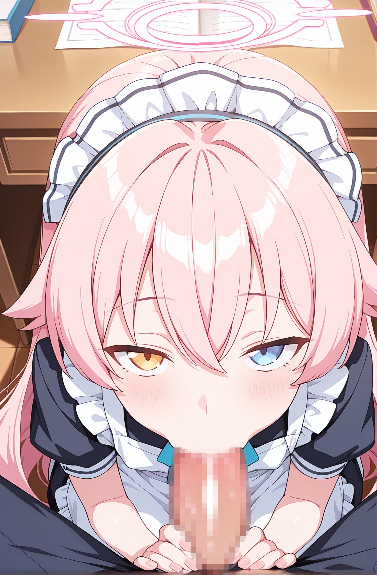 explicit, 1girl, long_hair, looking_at_viewer, blush, bangs, blue_eyes, 1boy, dress, hair_between_eyes, yellow_eyes, pink_hair, ass, short_sleeves, hetero, frills, penis, solo_focus, alternate_costume, puffy_sleeves, apron, black_dress, puffy_short_sleeves, maid, maid_headdress, pubic_hair, uncensored, pov, heterochromia, halo, oral, fellatio, maid_apron, frilled_apron, enmaided, pov_crotch, :>=, hoshino_(blue_archive), 長い髪, 赤面, 前髪, 青い目, 目にかかる髪, ピンク髪, 無修正, オーラル, フェラチオ, ホシノ（ブルーアーカイブ）” class=”wp-image-5264″/>
</figure>
<hr class=