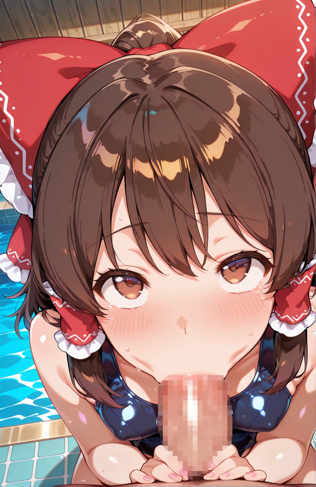 explicit, 1girl, breasts, looking_at_viewer, blush, bangs, brown_hair, 1boy, bow, bare_shoulders, brown_eyes, swimsuit, ponytail, hetero, hair_bow, small_breasts, frills, penis, solo_focus, shiny, red_bow, covered_nipples, fingernails, one-piece_swimsuit, pubic_hair, saliva, uncensored, pov, hair_tubes, oral, school_swimsuit, fellatio, male_pubic_hair, blue_one-piece_swimsuit, frilled_bow, :>=, hakurei_reimu, 赤面, 前髪, 茶髪, ボウ, 肩出し, 水着, ポニーテール, 髪ボウ, 小さな胸, 光沢, 赤リボン, ワンピース水着, よだれ, 無修正, オーラル, 学校水着, フェラチオ, 博麗霊夢” class=”wp-image-6839″/>
</figure>
<hr class=