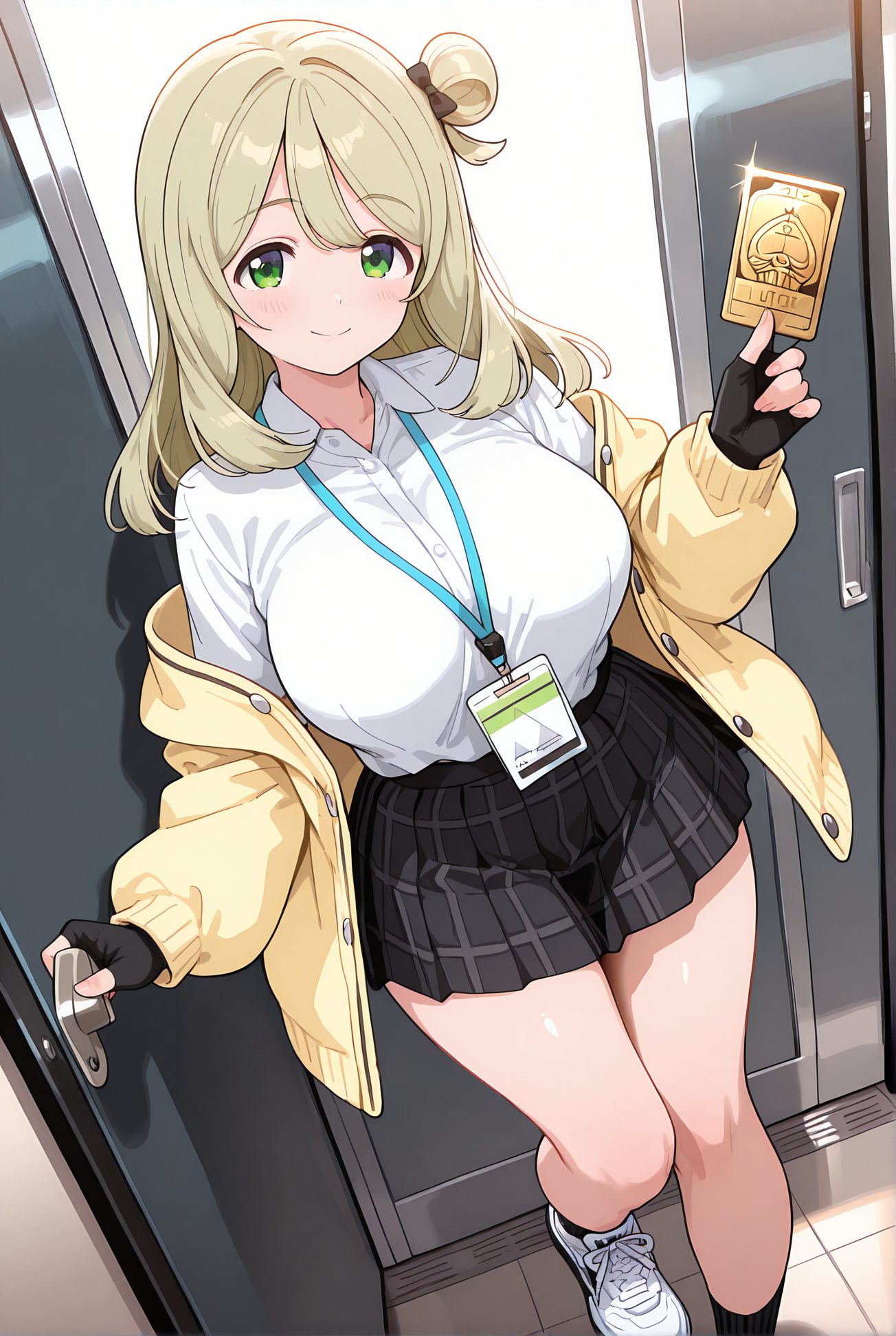 十六夜ノノミの微笑む制服AIイラスト