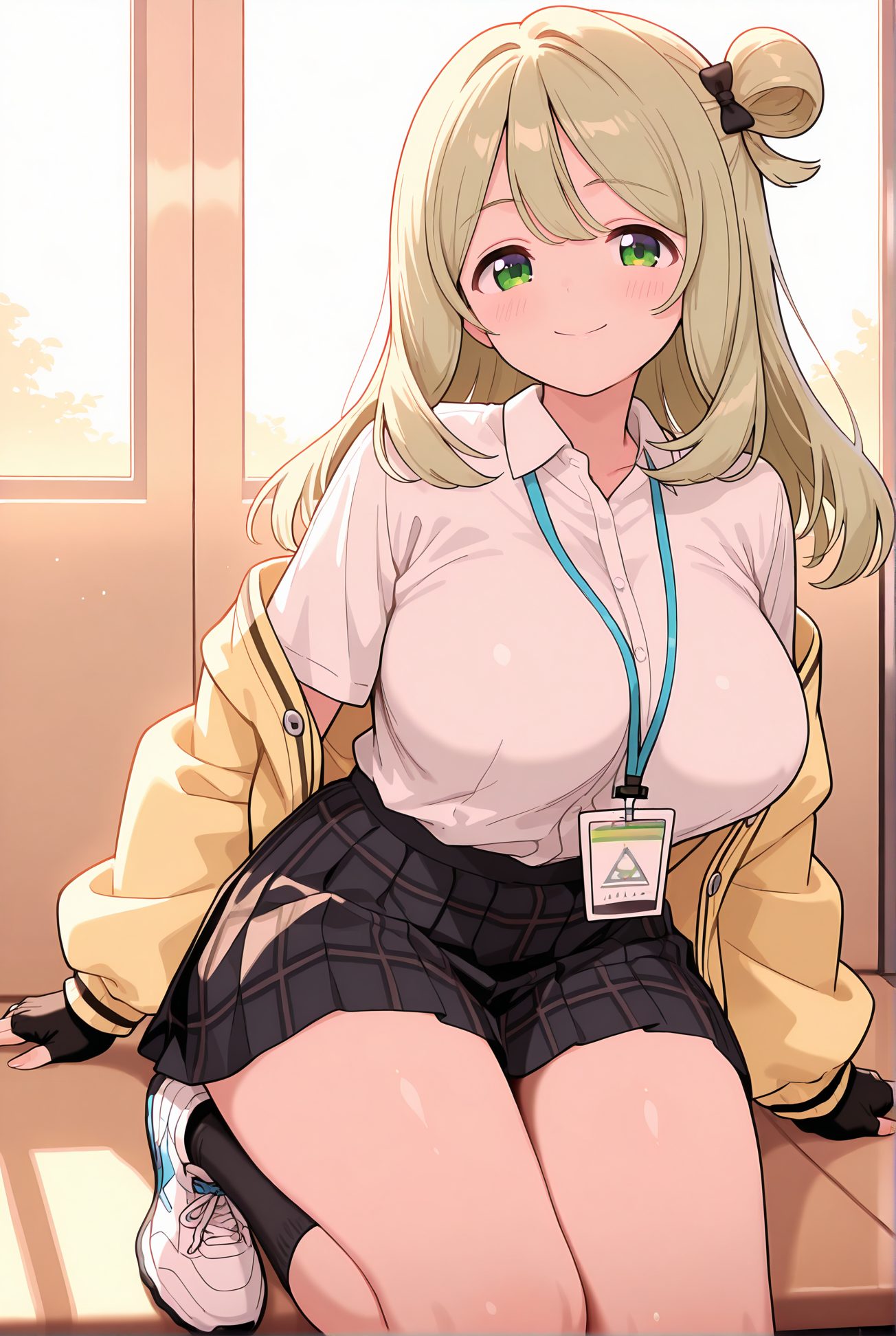 十六夜ノノミの制服姿AIイラスト