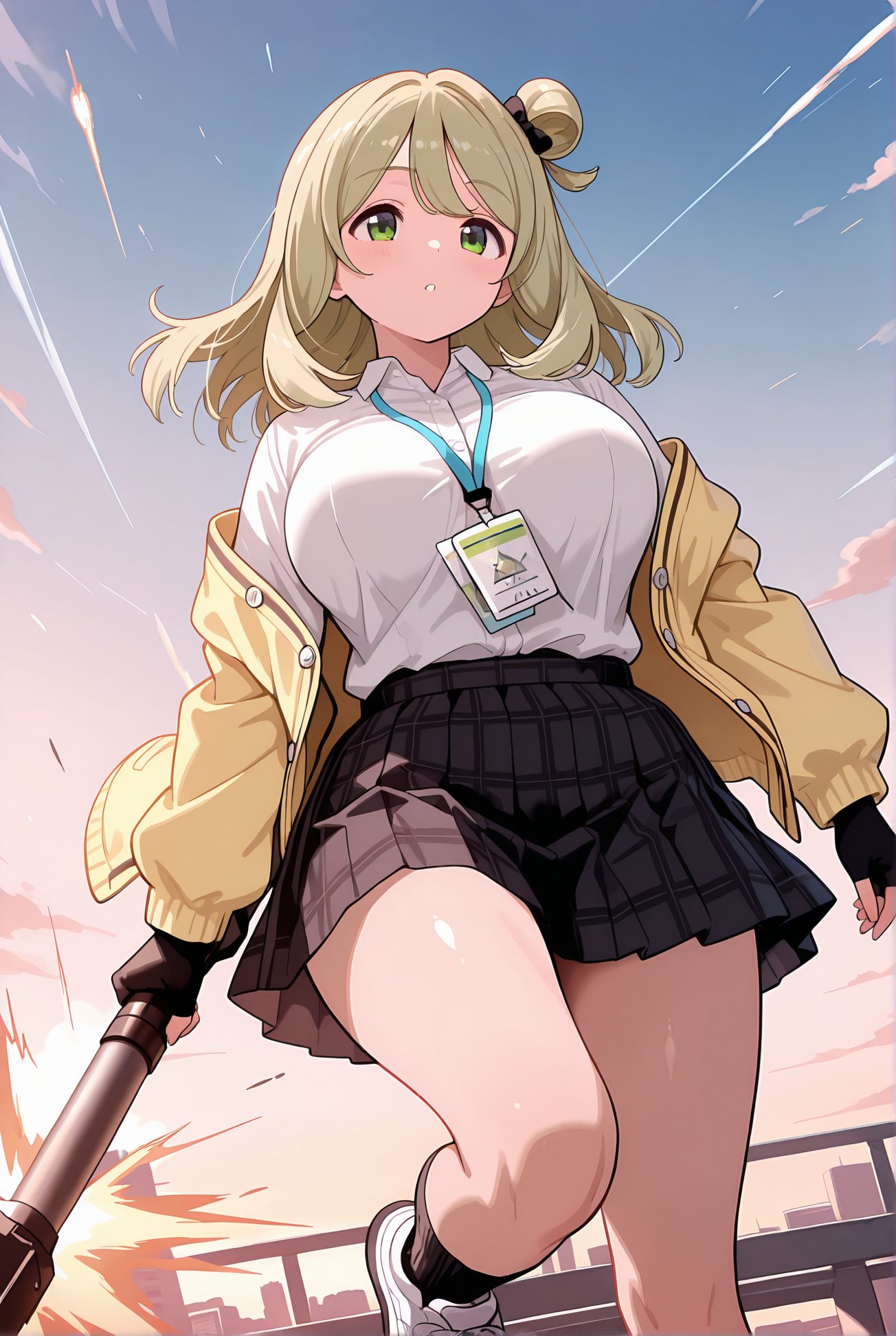 十六夜ノノミが制服を着たAIイラスト