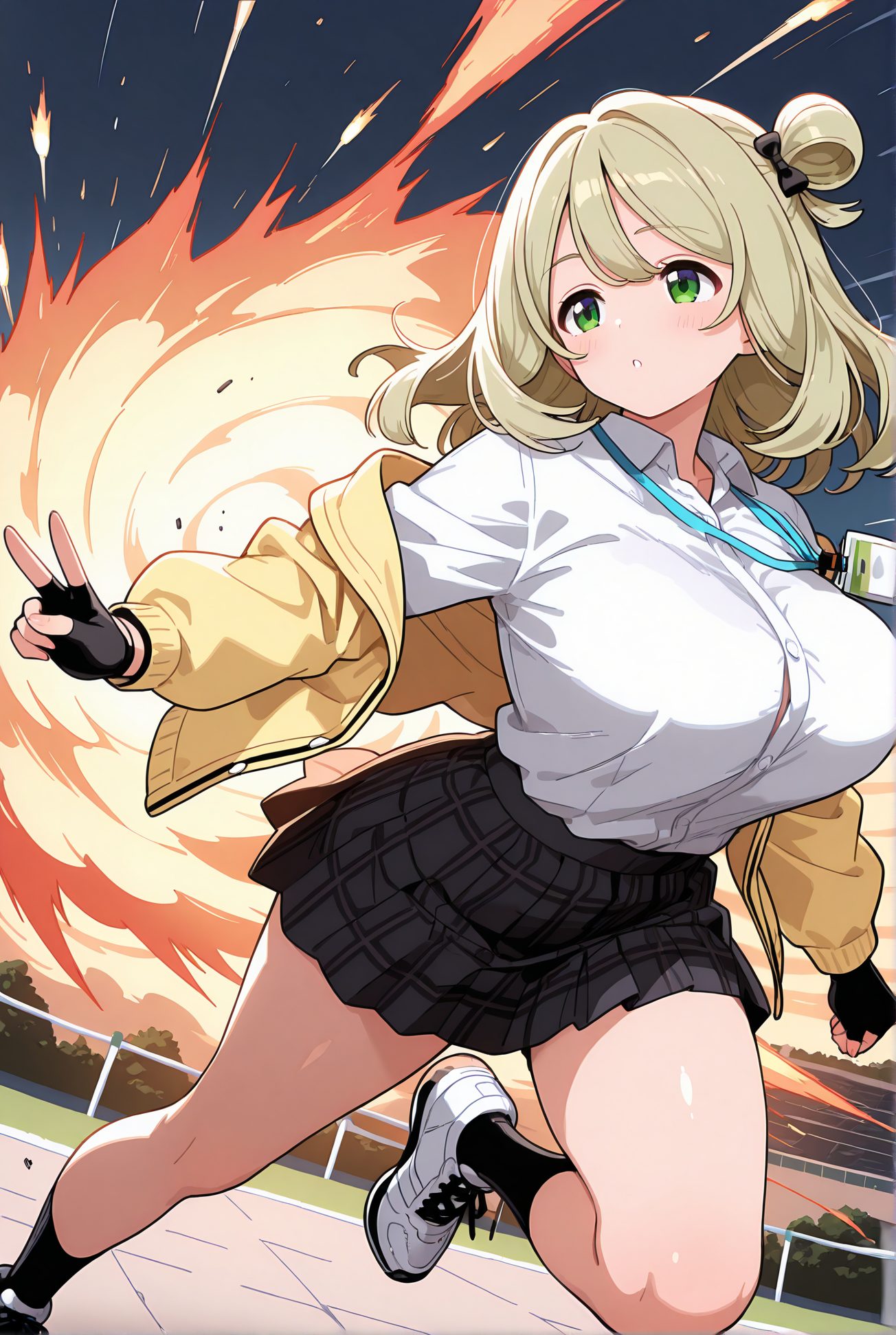 十六夜ノノミの制服姿AIイラスト