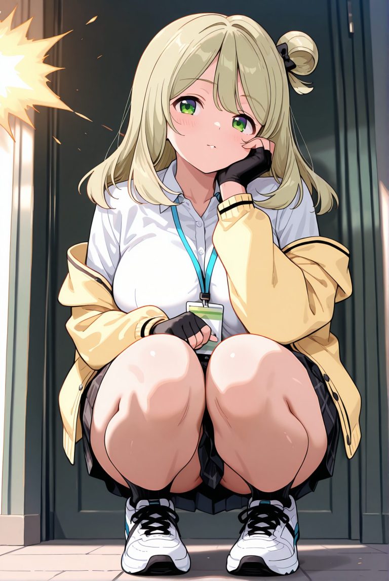 十六夜ノノミの制服姿AIイラスト
