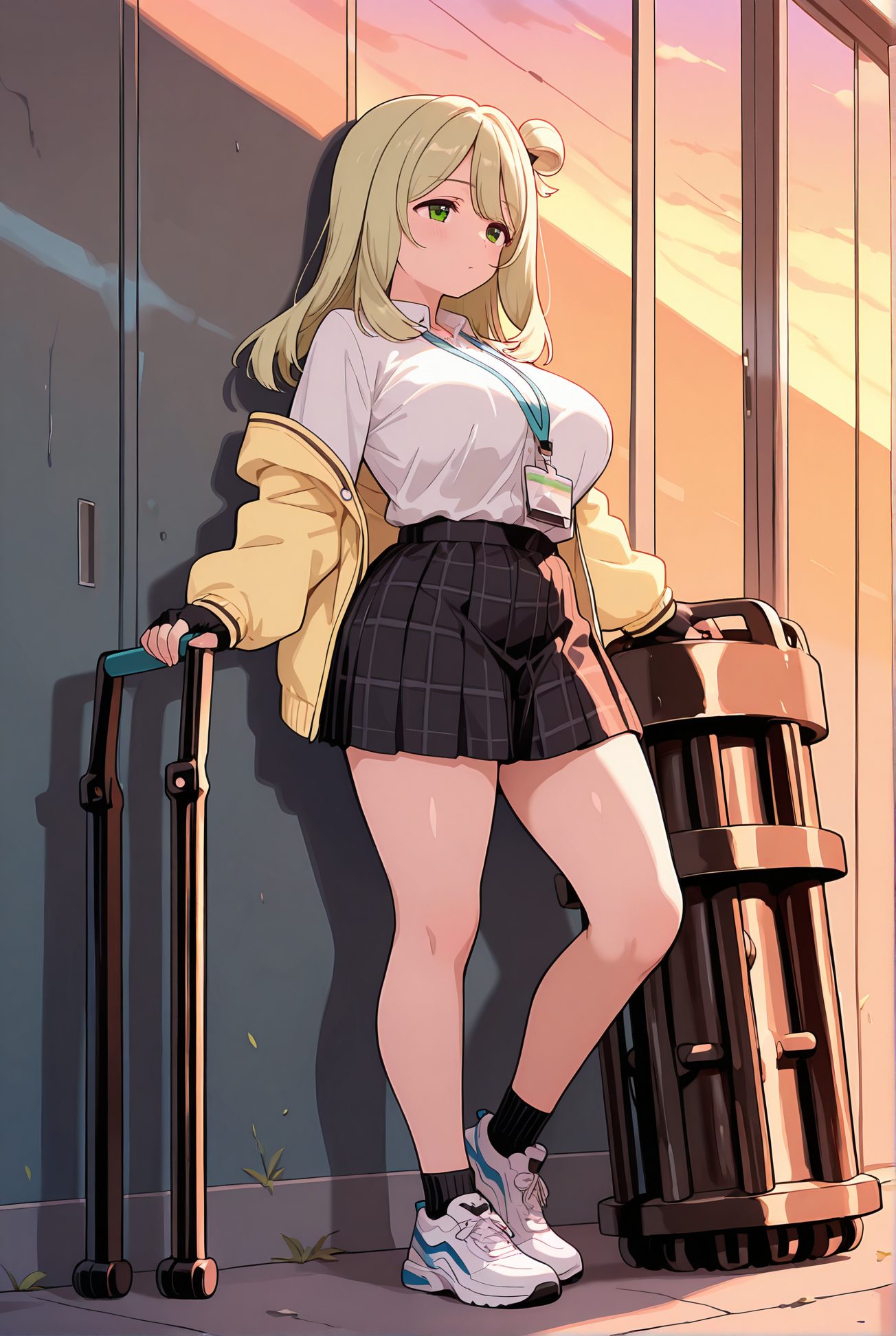 十六夜ノノミの制服姿AIイラスト