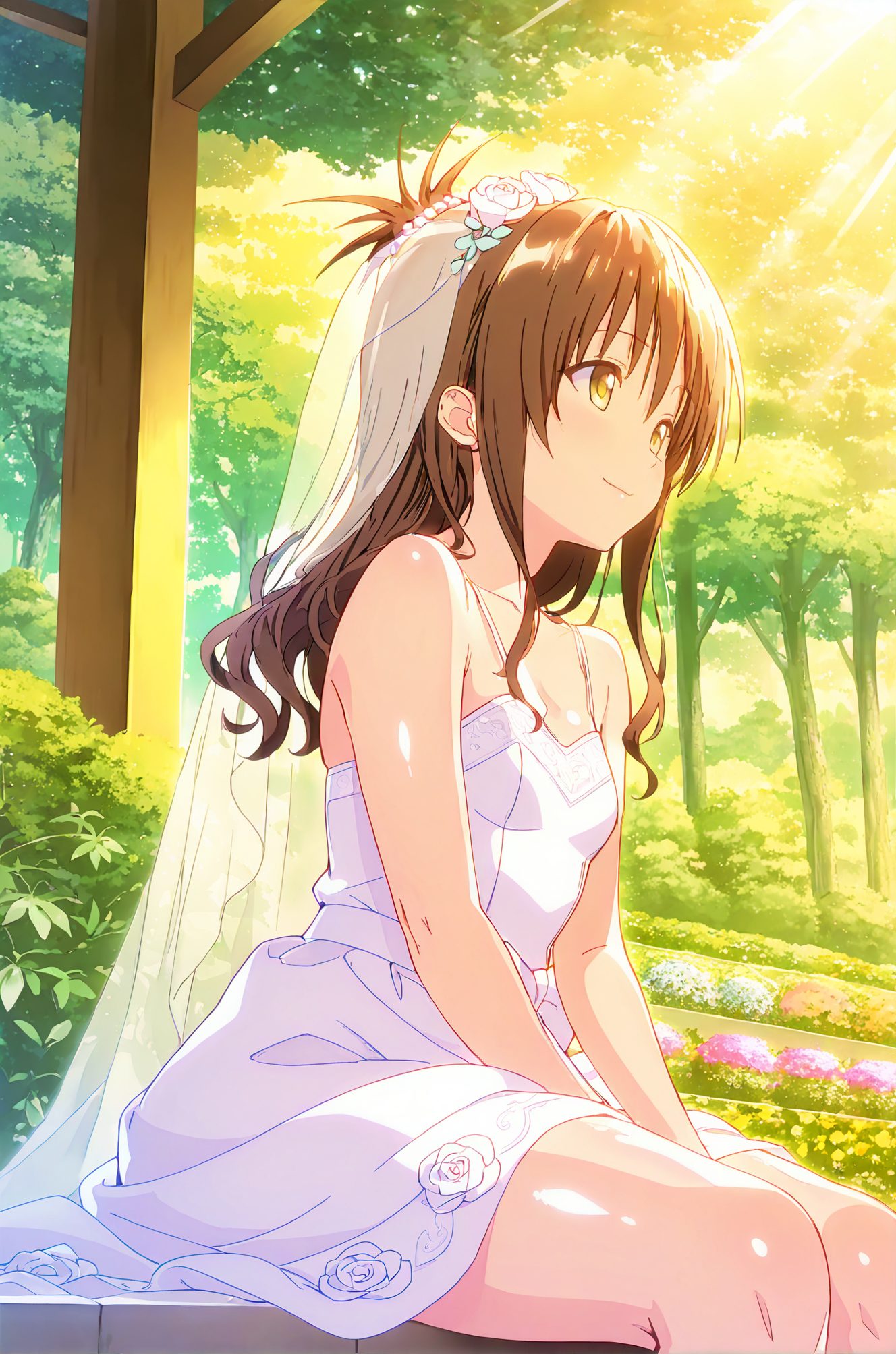 美柑の白いドレスのAIイラスト