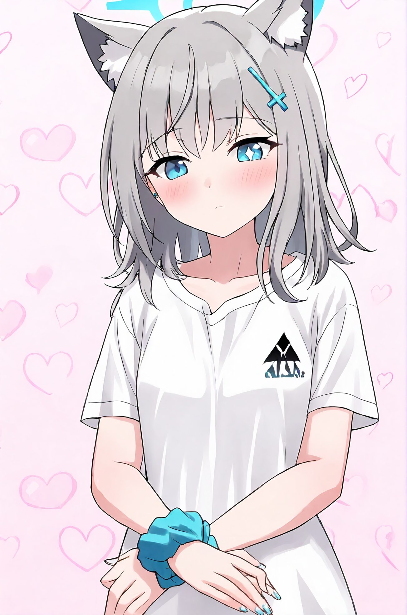 シロコの白いシャツ姿のAIイラスト