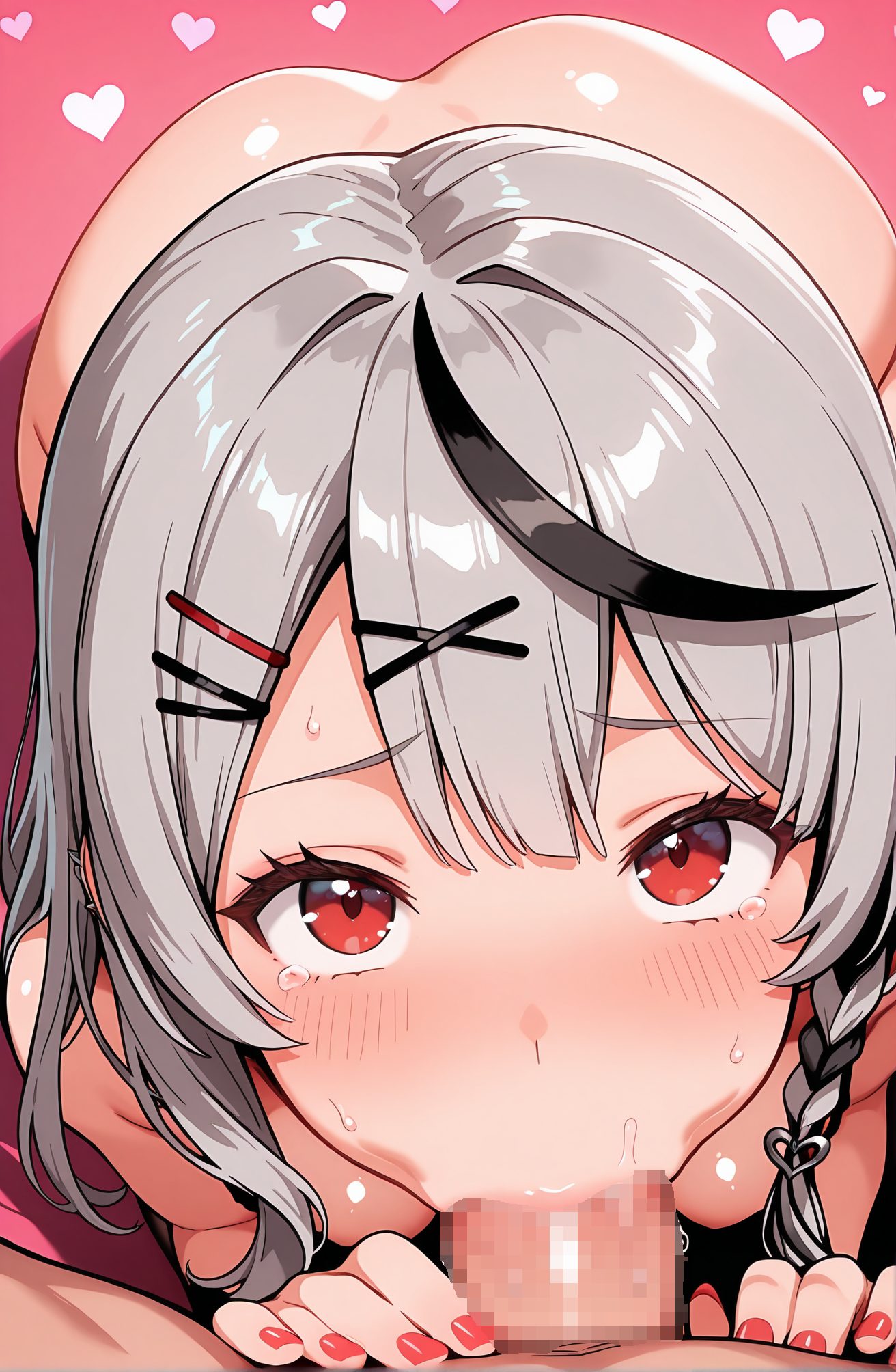 explicit, 1girl, breasts, looking_at_viewer, blush, bangs, black_hair, hair_ornament, red_eyes, 1boy, ass, braid, hetero, grey_hair, heart, nude, multicolored_hair, sweat, penis, solo_focus, hairclip, shiny, virtual_youtuber, tears, nail_polish, streaked_hair, shiny_skin, completely_nude, pov, oral, x_hair_ornament, fellatio, red_nails, tearing_up, veins, :>=, sakamata_chloe, 赤面, 前髪, 黒髪, 髪飾り, 赤い目, 灰髪, 裸, 多色髪, 汗, ヘアクリップ, 光沢, バーチャルYouTuber, 涙, 光沢肌, 完全裸, オーラル, フェラチオ, 沙花叉クロヱ” class=”wp-image-8980″/>
</figure>
<hr class=