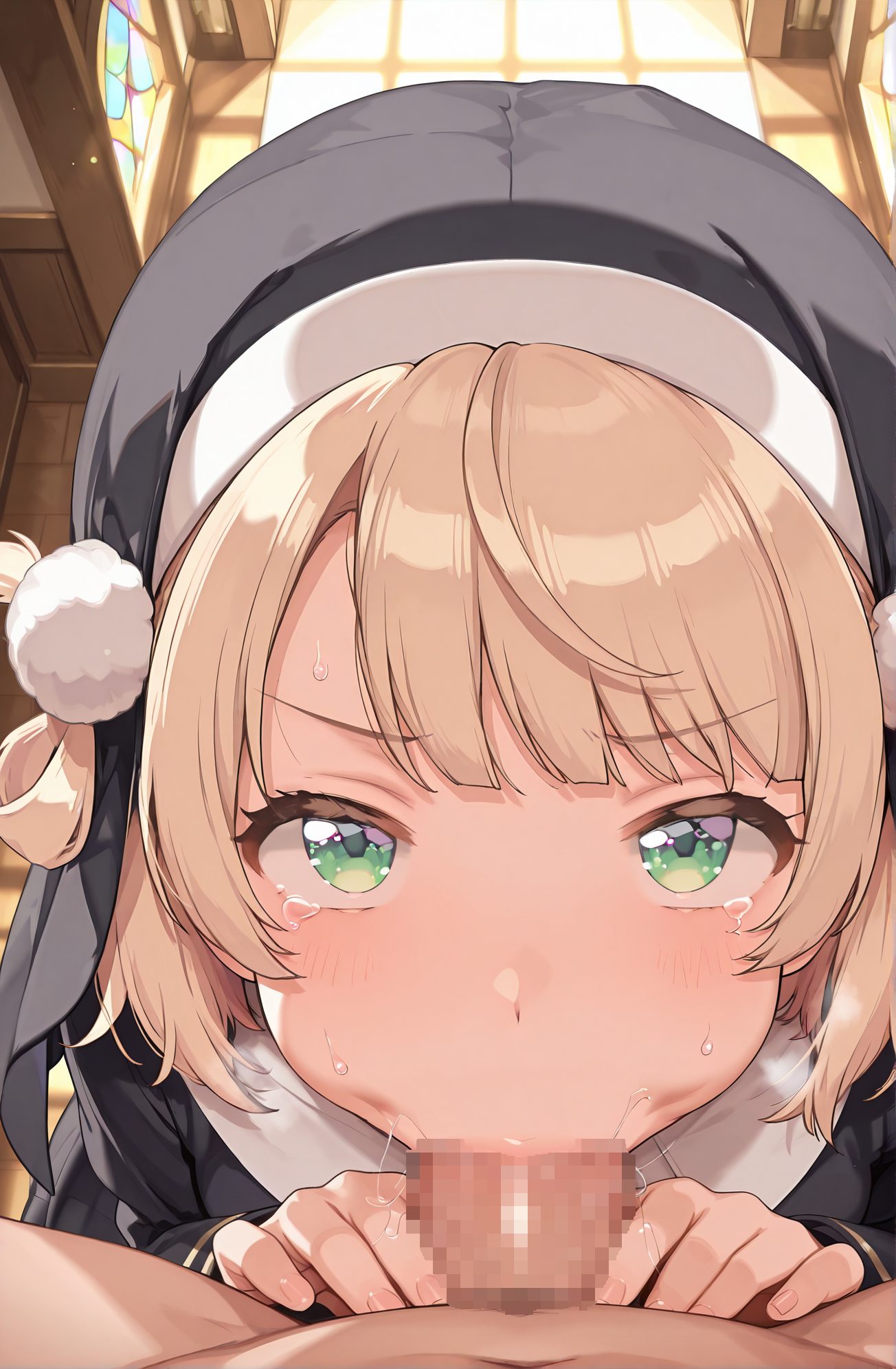 explicit, 1girl, looking_at_viewer, blush, short_hair, bangs, blonde_hair, hair_ornament, long_sleeves, 1boy, hat, school_uniform, green_eyes, hetero, sweat, penis, solo_focus, indoors, virtual_youtuber, tears, sailor_collar, black_dress, pubic_hair, saliva, pov, beret, oral, light_brown_hair, fellatio, male_pubic_hair, pom_pom_(clothes), hair_rings, tearing_up, nun, habit, pov_crotch, :>=, stained_glass, pom_pom_hair_ornament, 赤面, 短い髪, 前髪, 金髪, 髪飾り, 帽子, 学校制服, 緑の目, 汗, バーチャルYouTuber, 涙, よだれ, ベレー帽, オーラル, フェラチオ, しぐれうい” class=”wp-image-9740″/>
</figure>
<hr class=