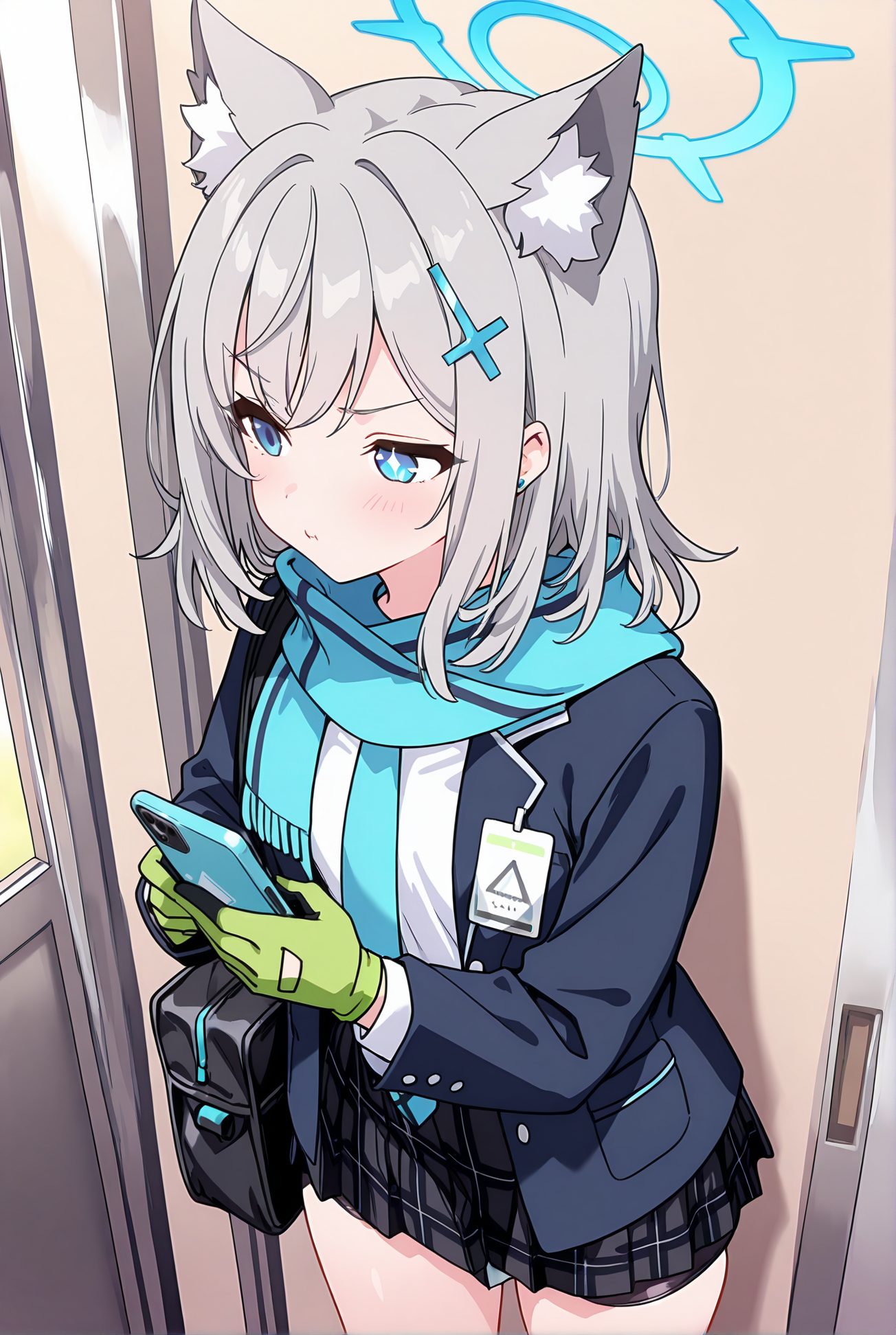 シロコの制服姿のAIイラスト