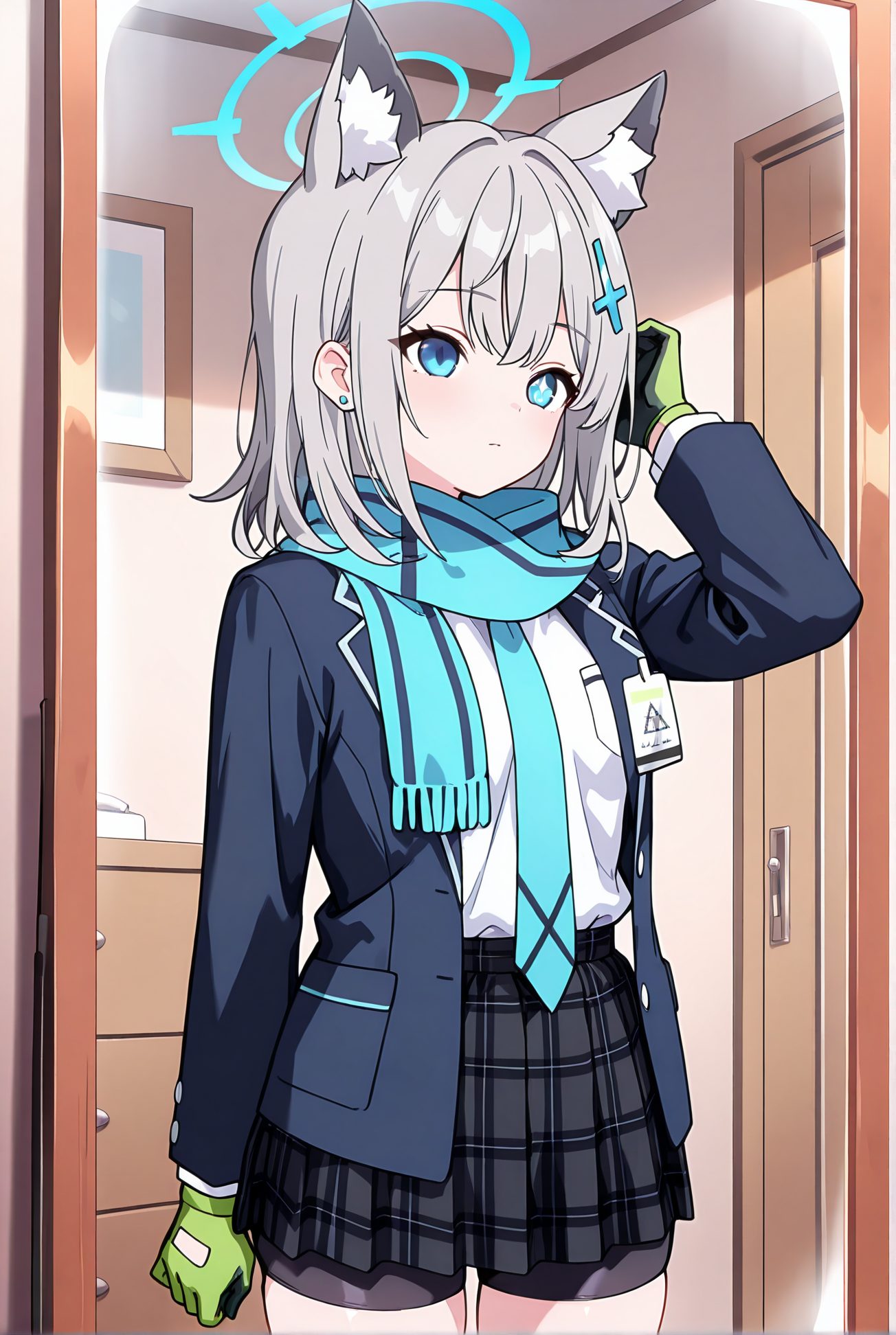 砂狼シロコの猫耳制服AIイラスト