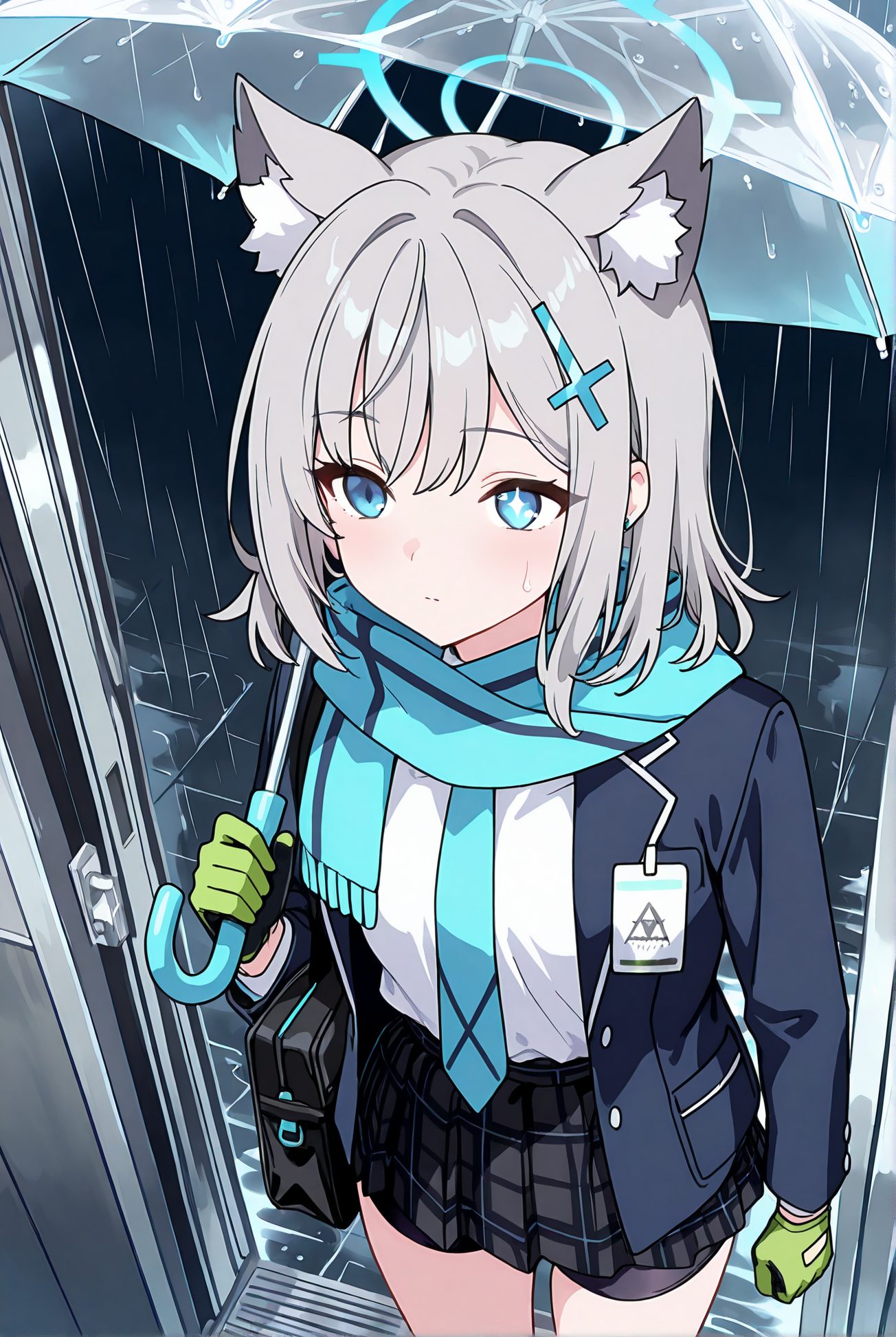 シロコが制服姿のAIイラスト