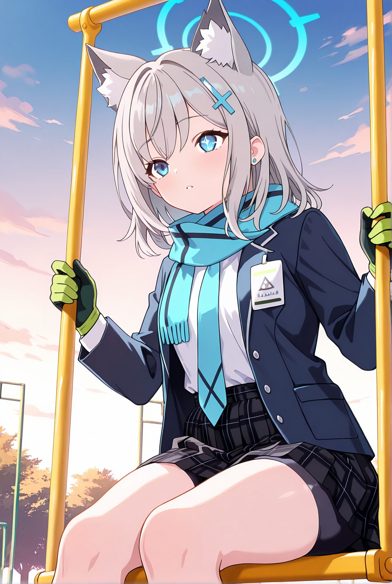 砂狼シロコの制服姿AIイラスト
