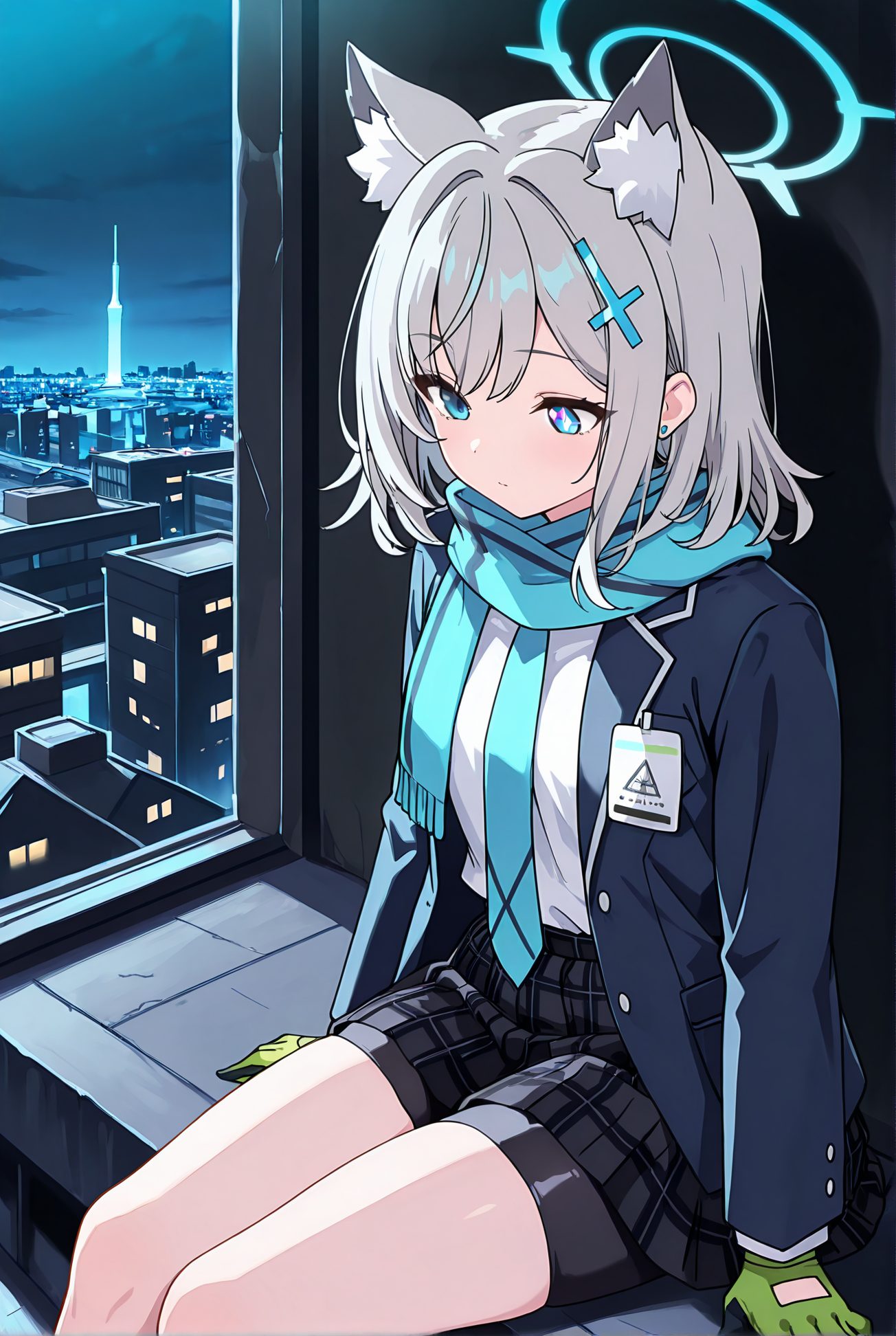 シロコの制服姿のAIイラスト