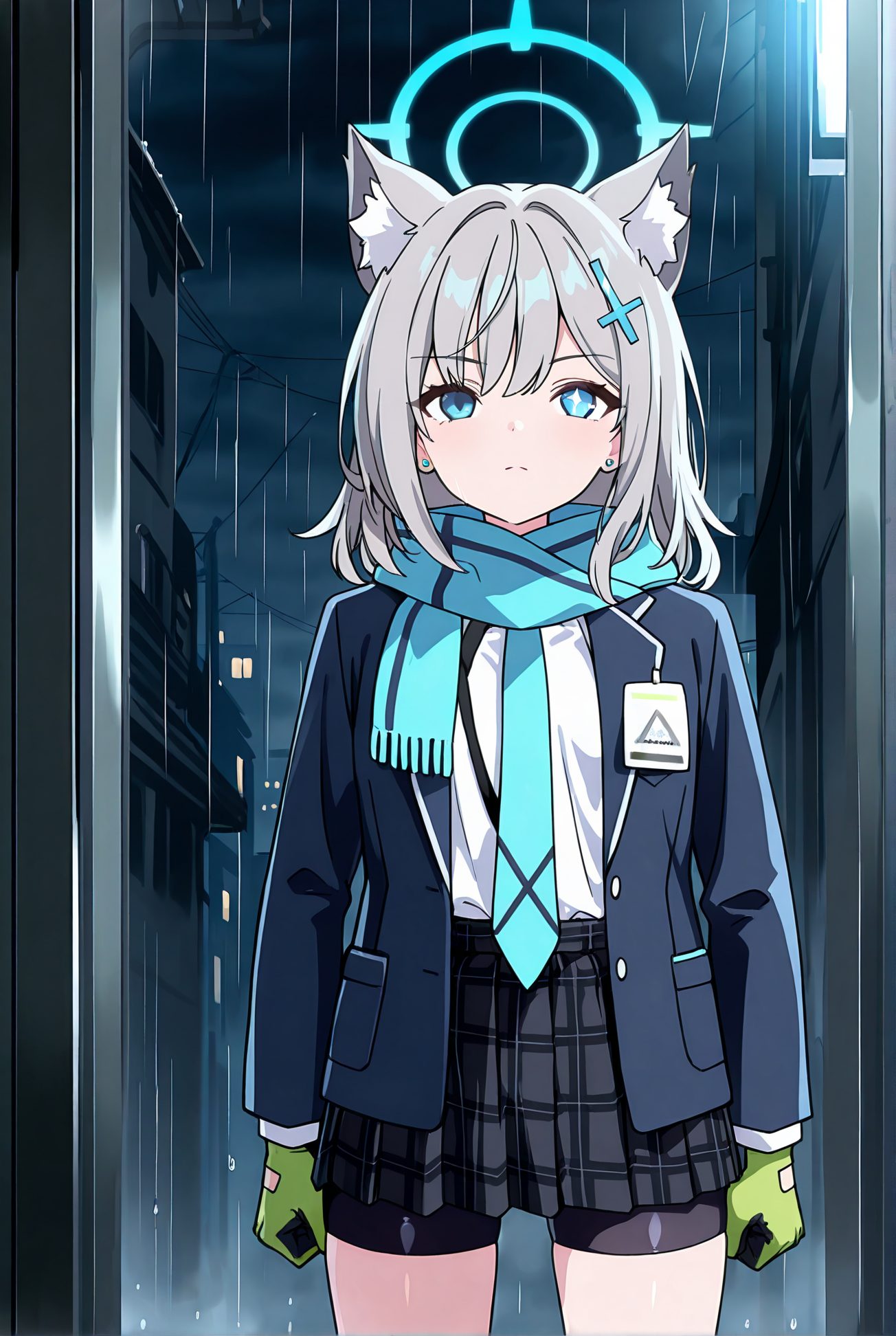 砂狼シロコの猫耳制服AIイラスト