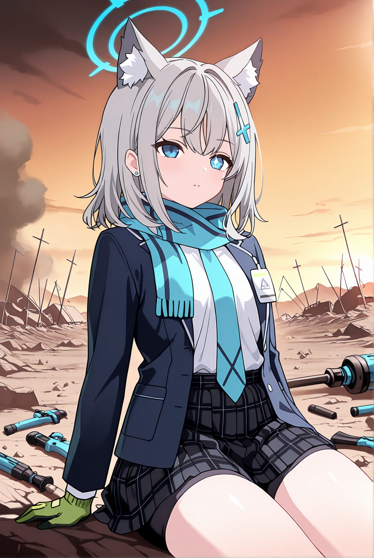 シロコの制服姿AIイラスト