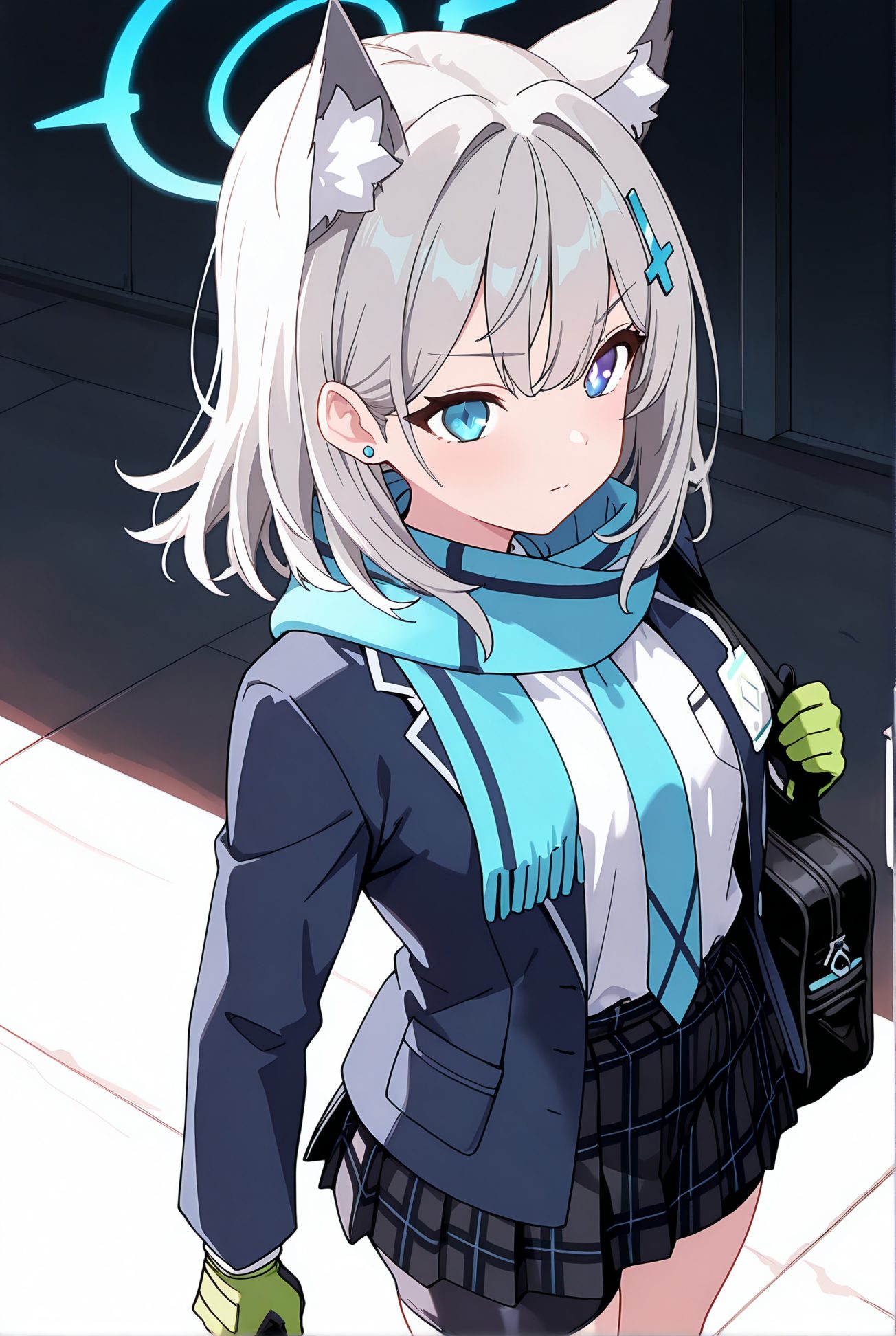 砂狼シロコの猫耳制服AIイラスト