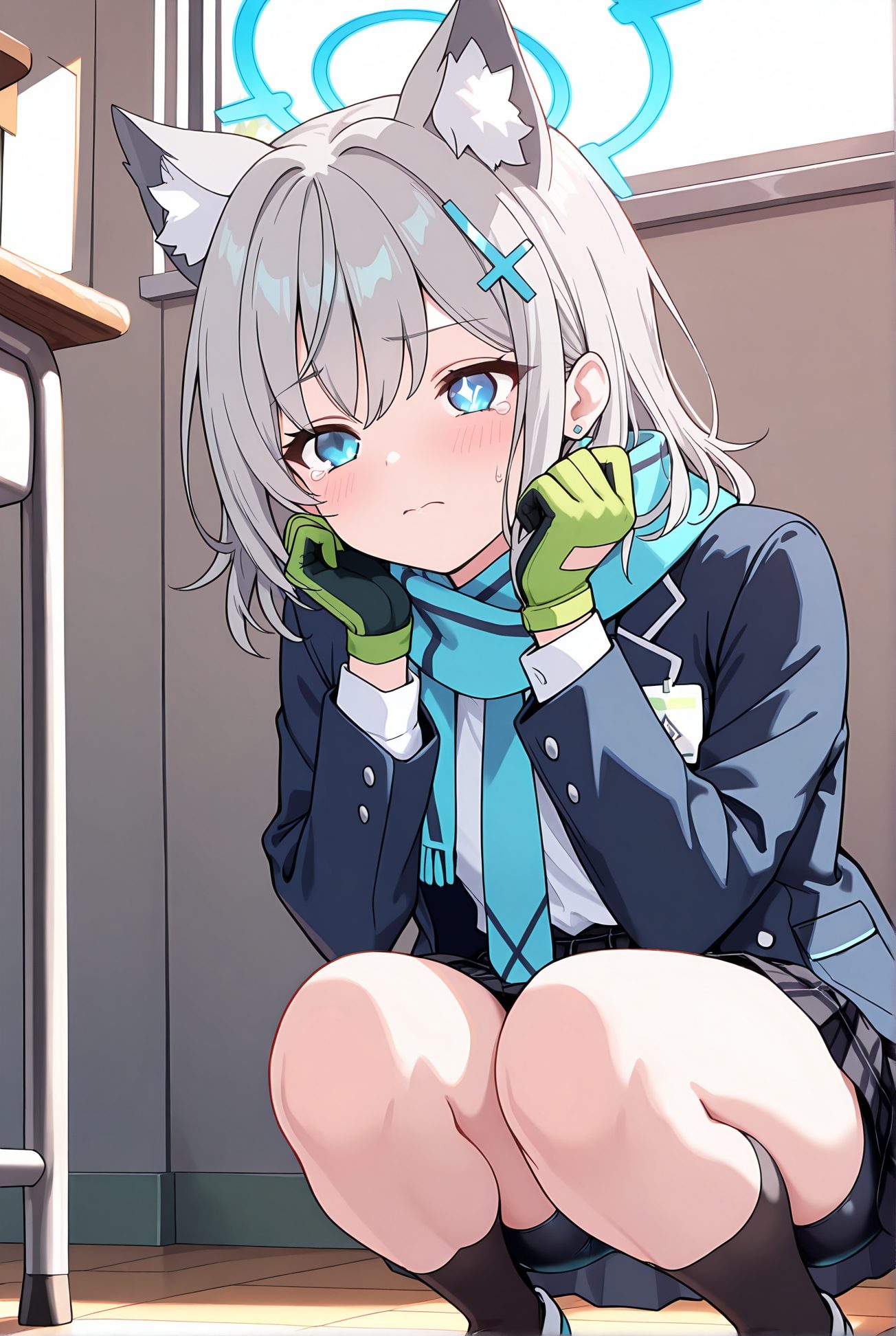 砂狼シロコの制服姿AIイラスト