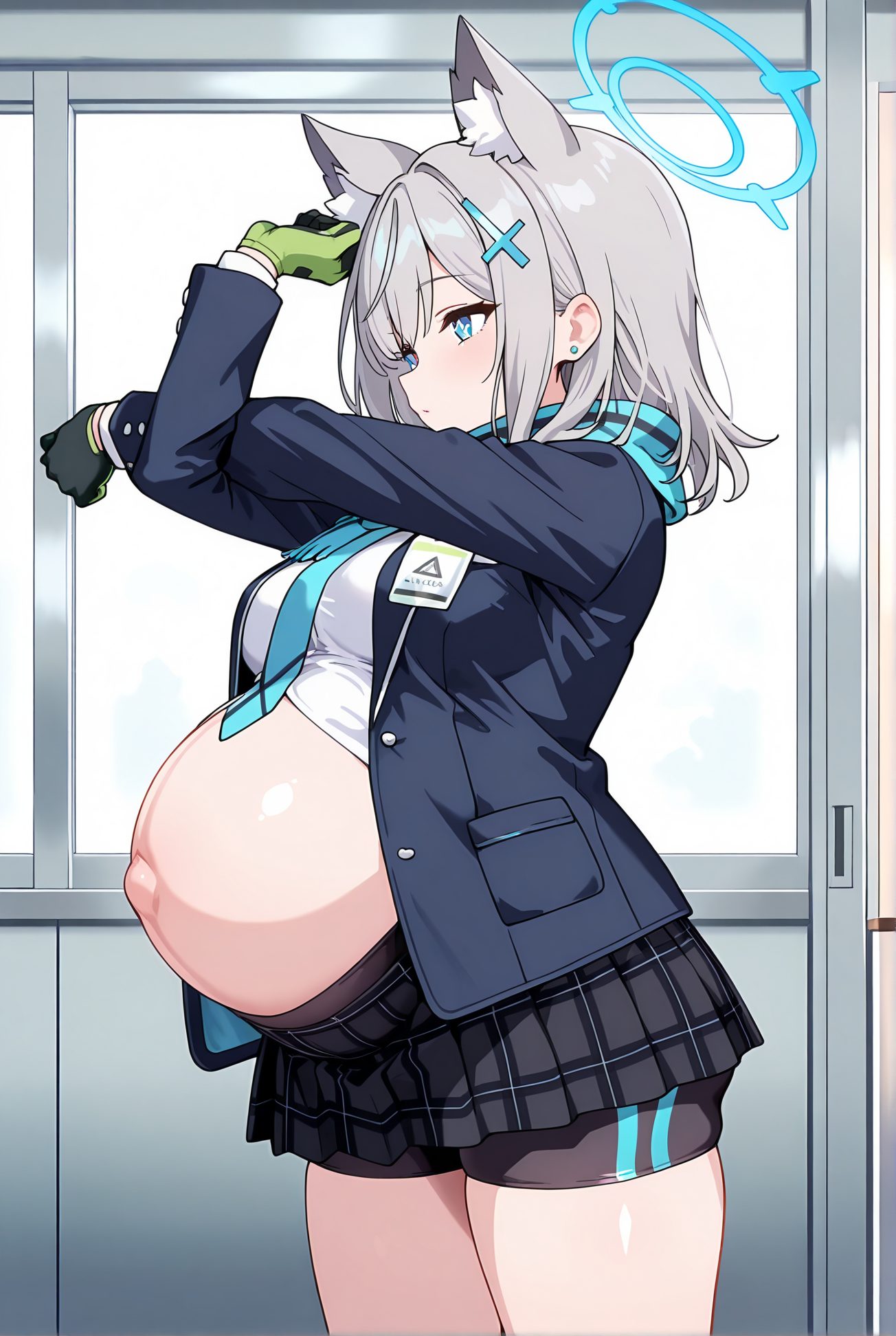 砂狼シロコの制服姿AIイラスト