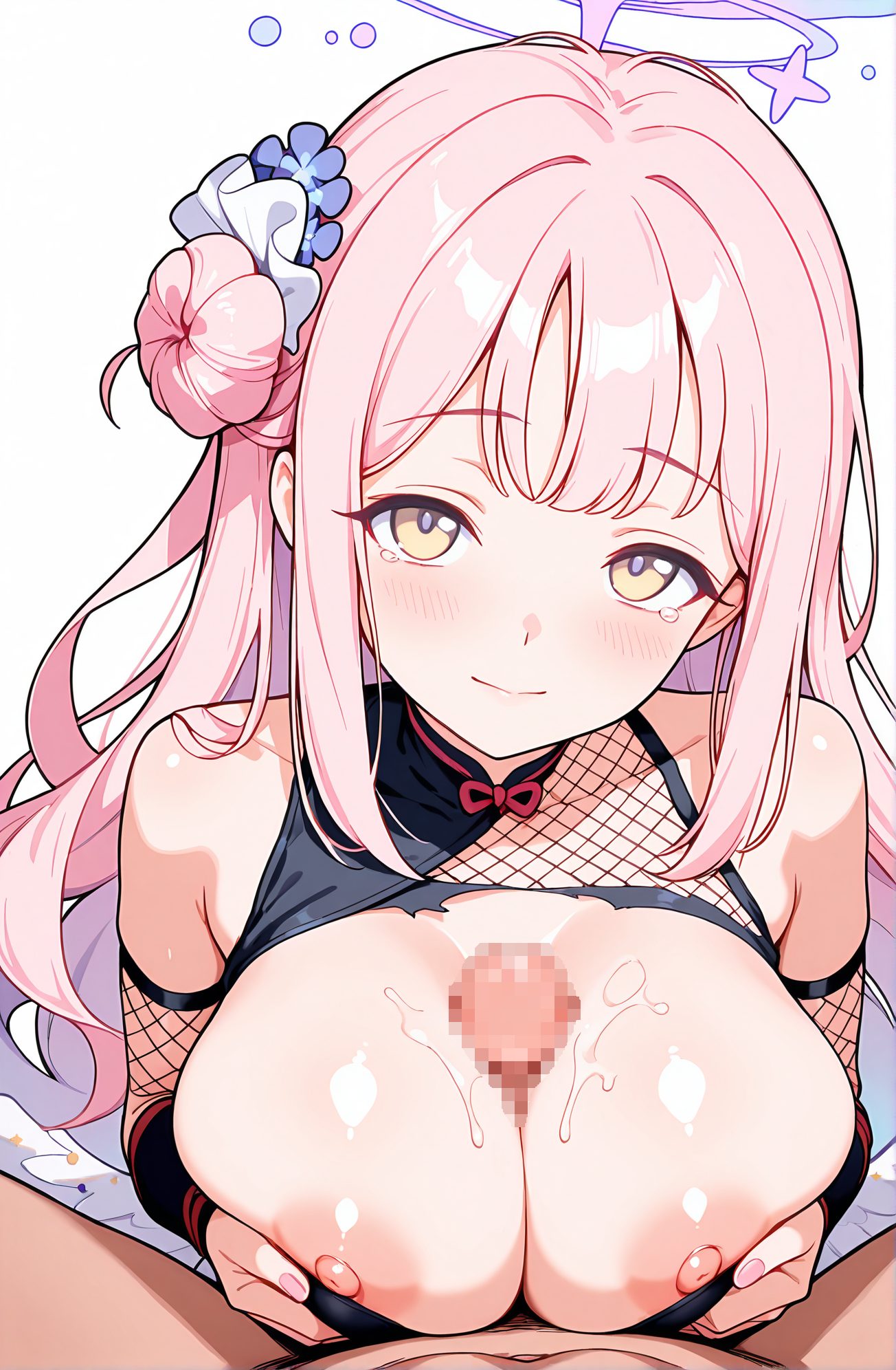 ピンク髪のキャラが微笑むAIイラスト