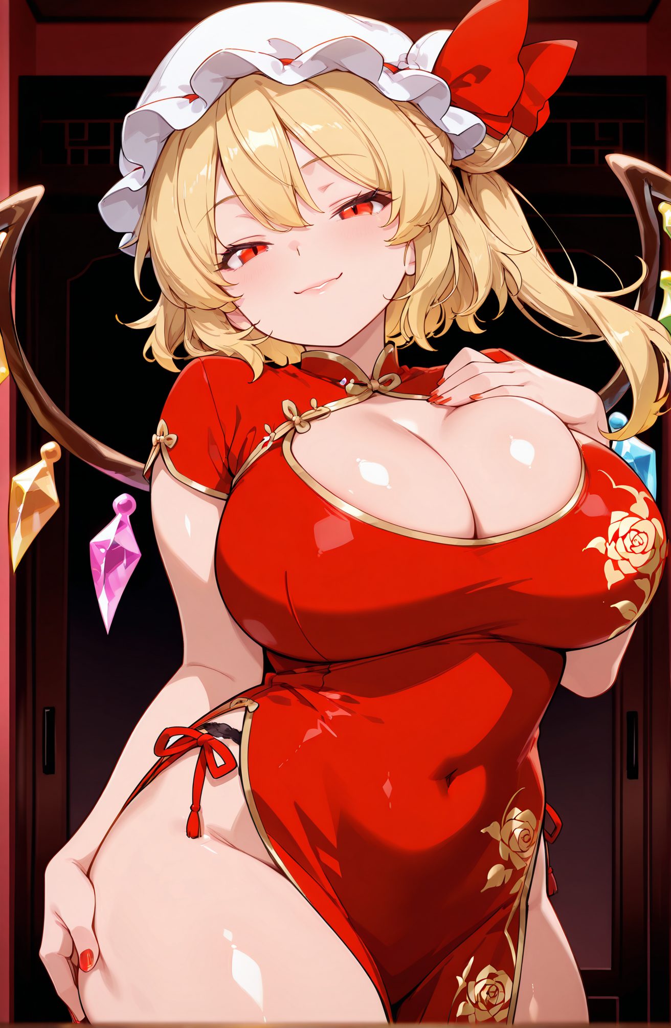 フランドール・スカーレットの帽子姿のAIイラスト
