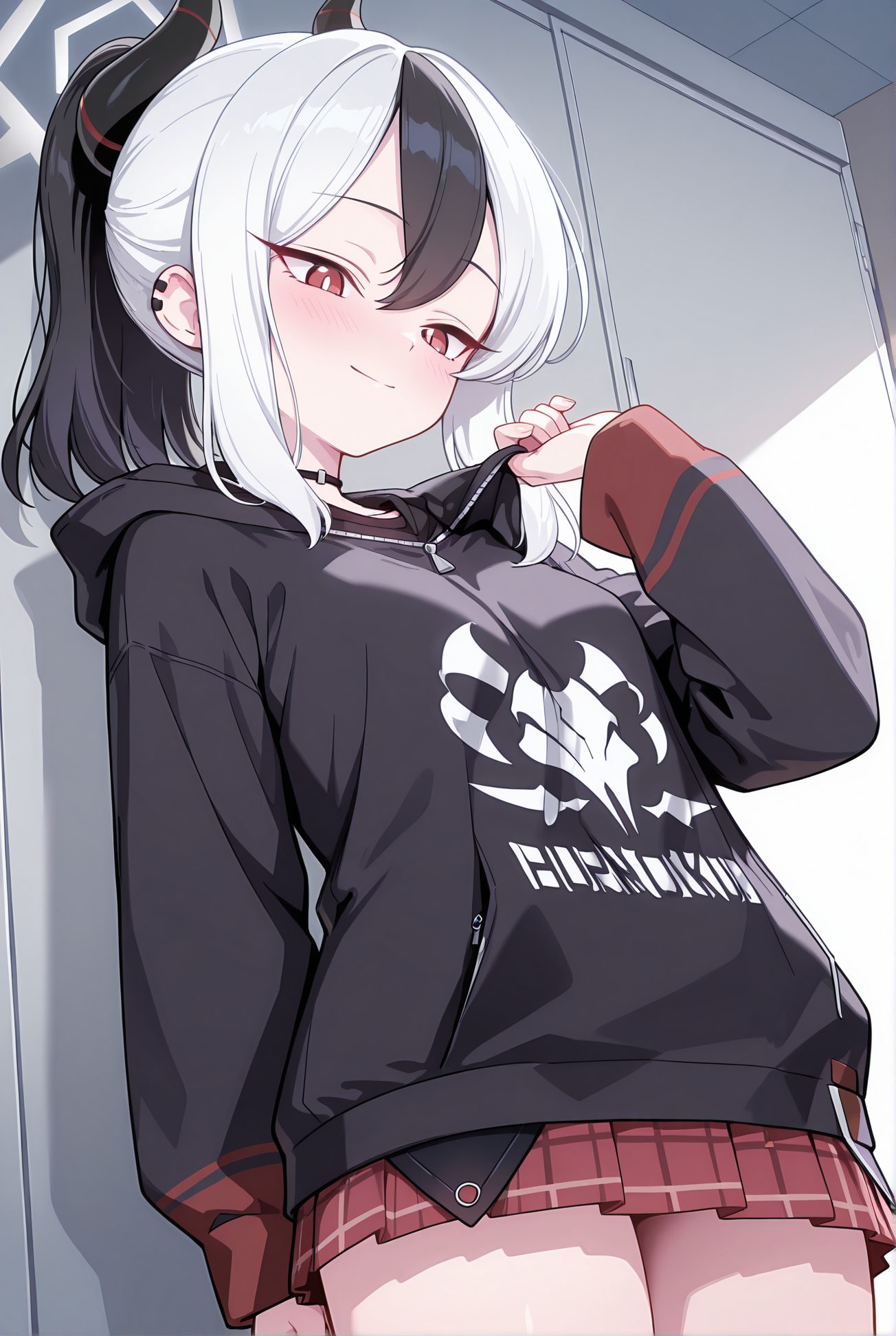 鬼方カヨコのミニスカート姿のAIイラスト