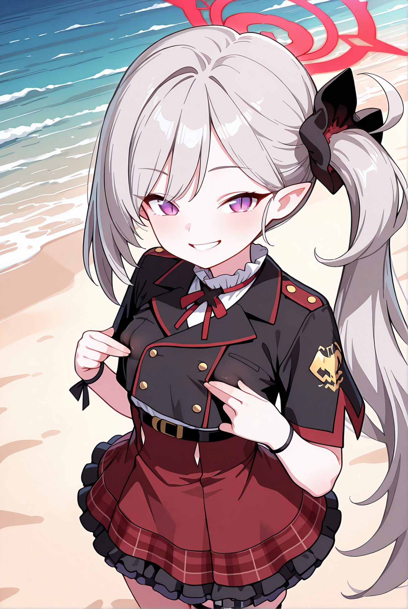 浅黄ムツキのスカート姿のAIイラスト