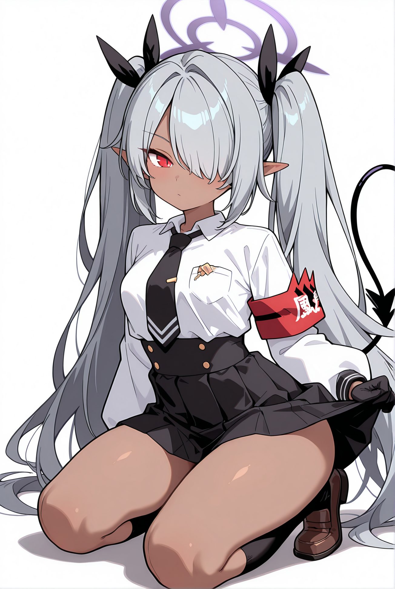 白見イオリの制服姿AIイラスト