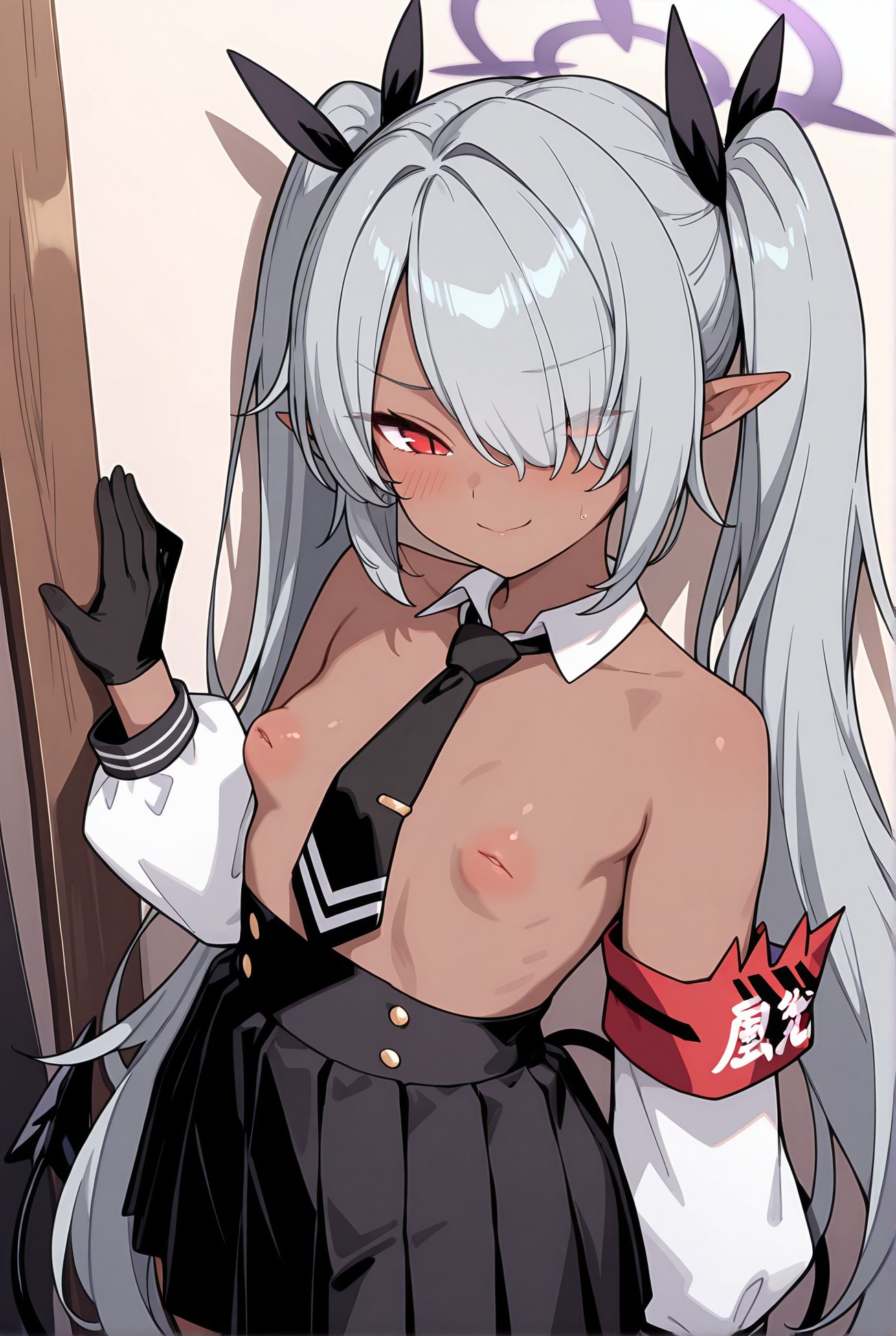 銀鏡イオリの制服AIイラスト