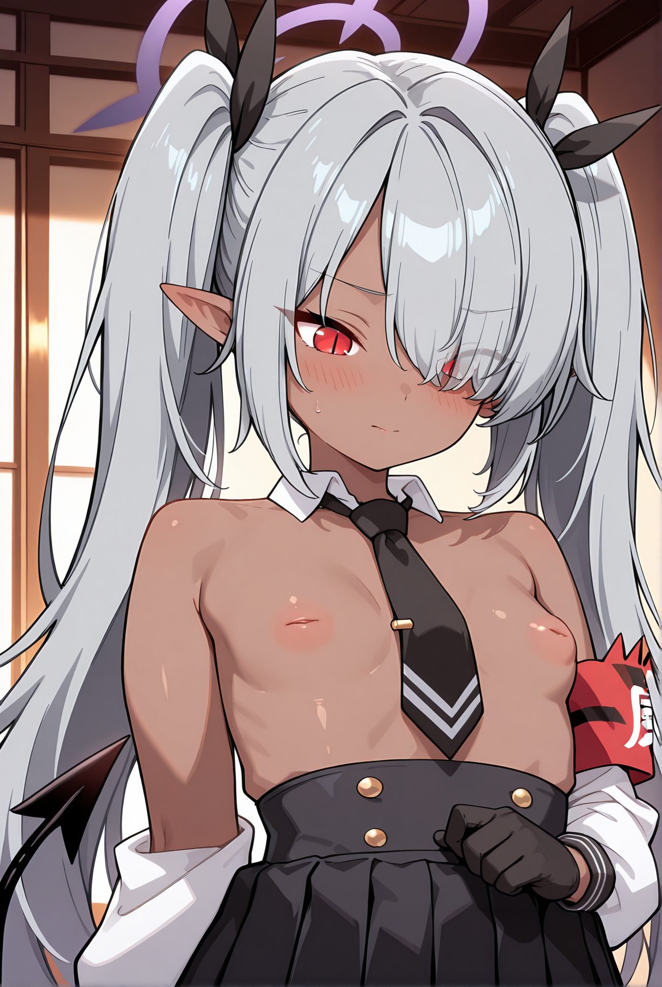 銀鏡イオリの制服AIイラスト