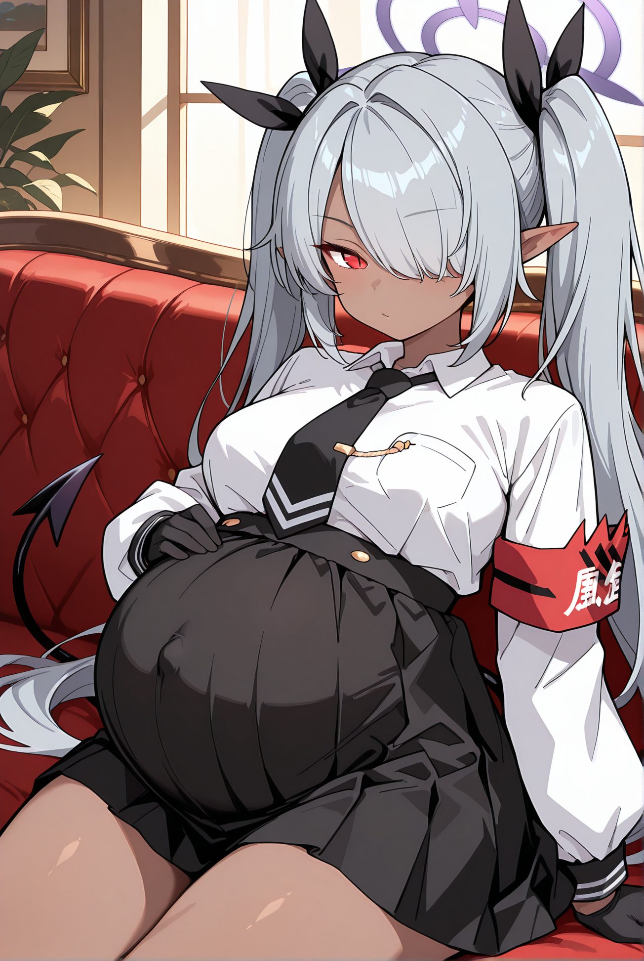 銀鏡イオリの制服姿AIイラスト