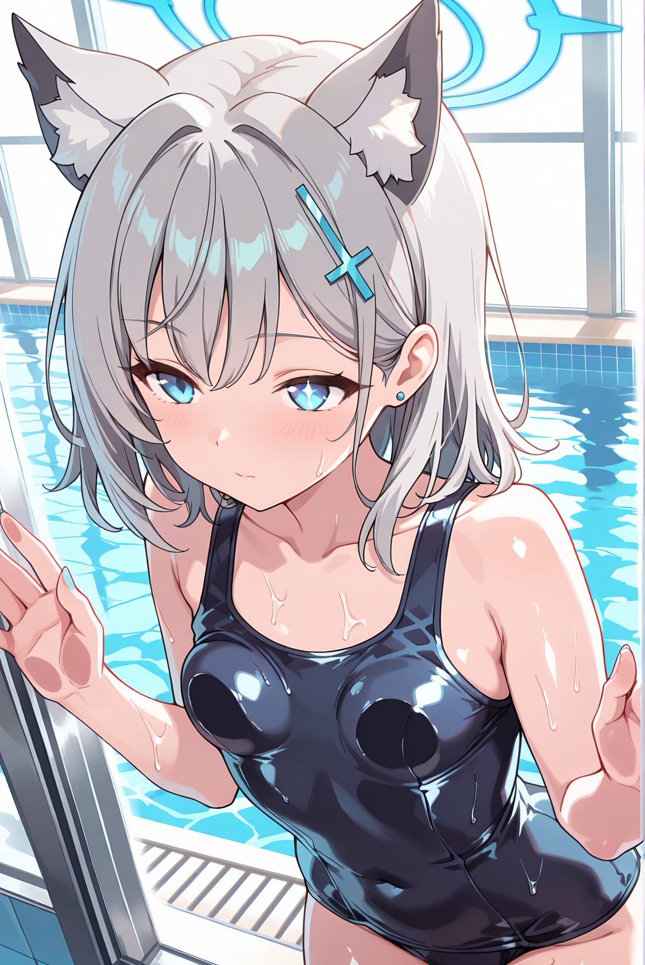 シロコが水着姿のAIイラスト