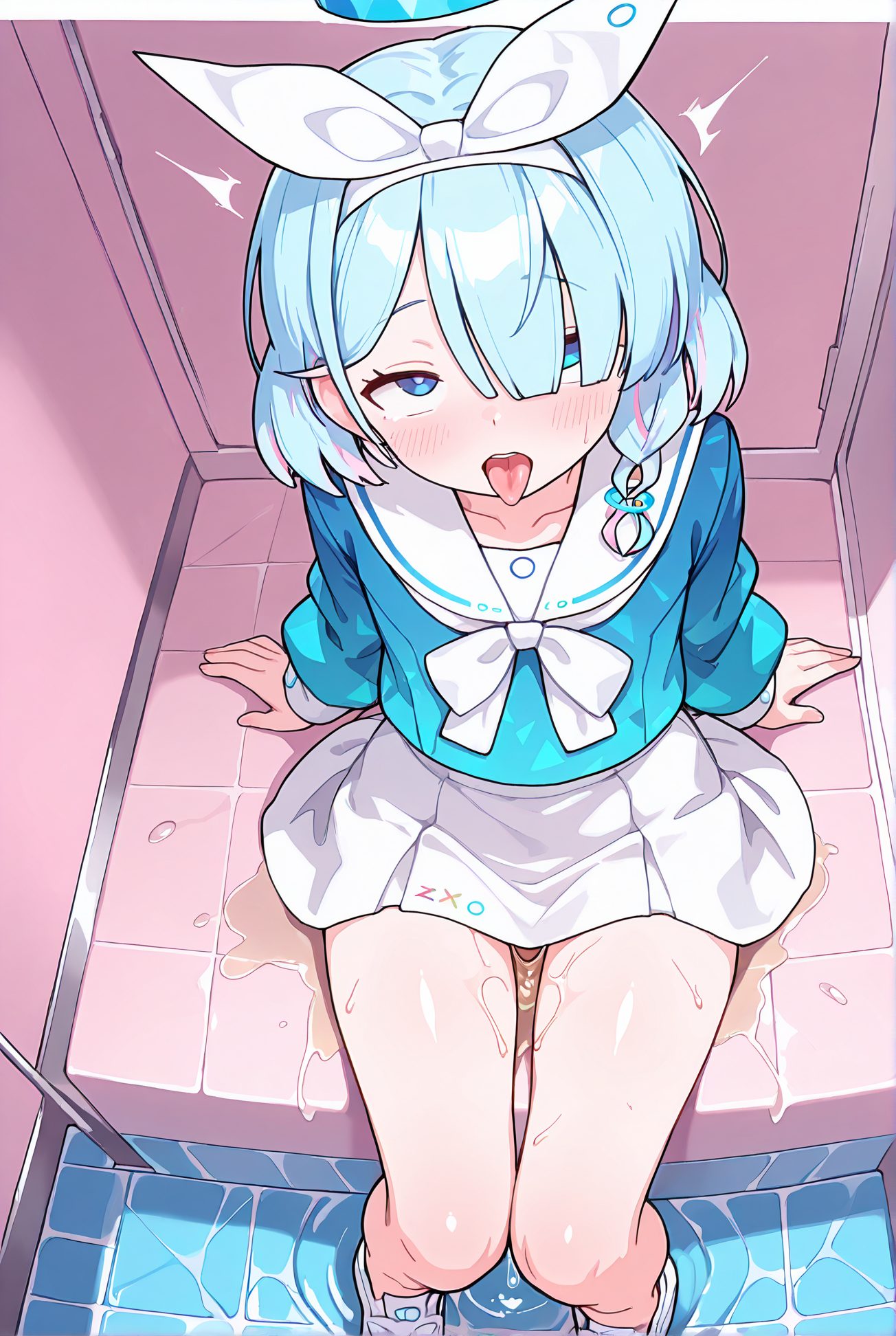 アロナの濡れた制服AIイラスト