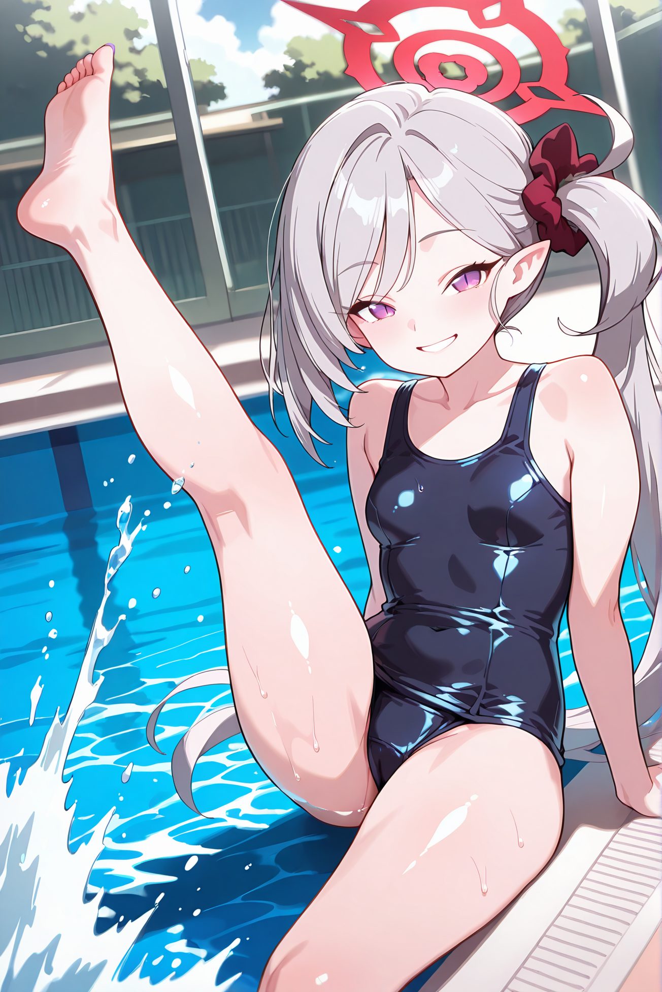 浅黄ムツキのスク水AIイラスト