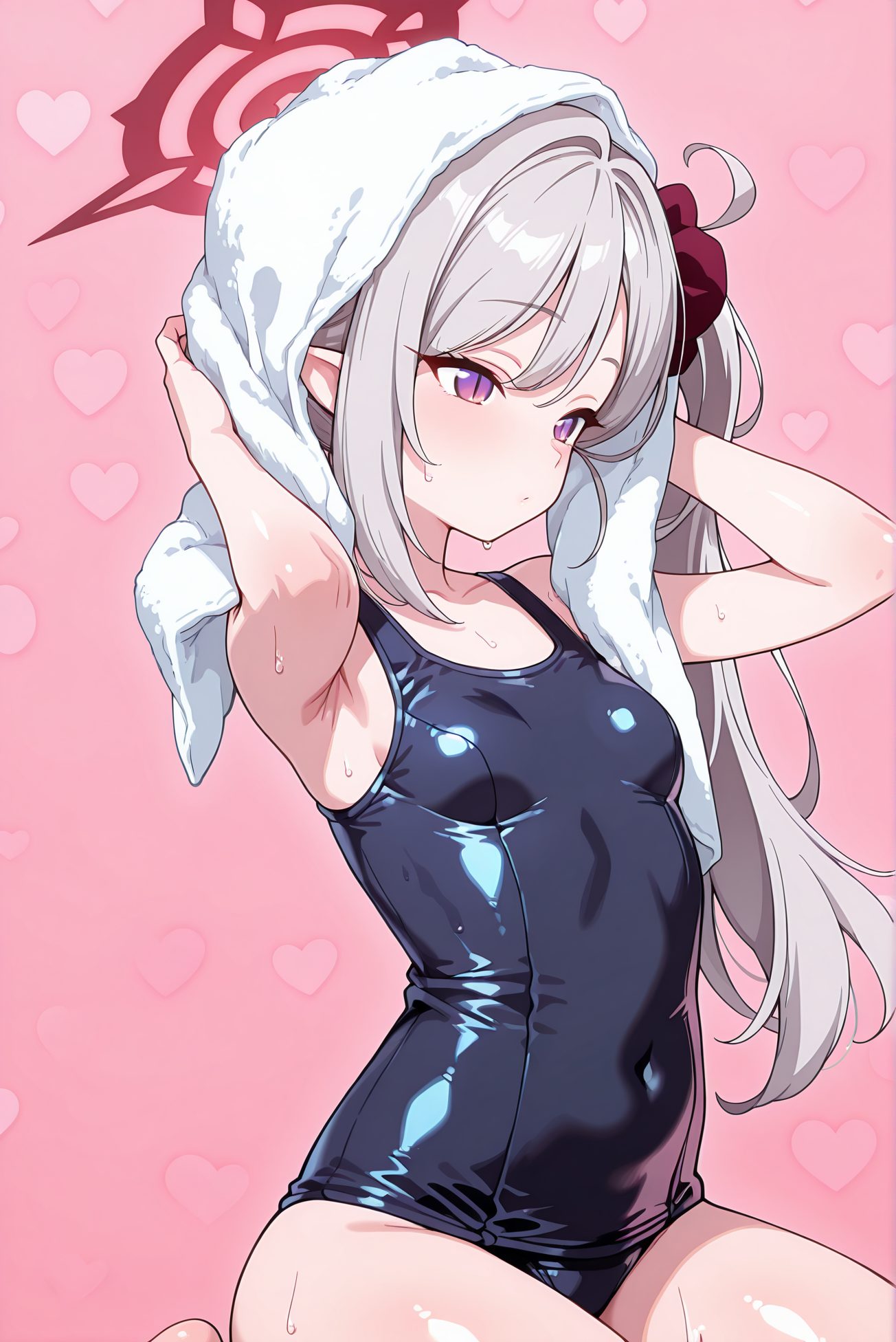 浅黄ムツキのスク水AIイラスト