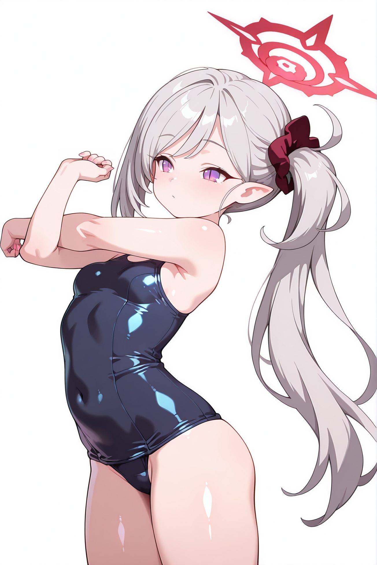 浅黄ムツキのスク水AIイラスト