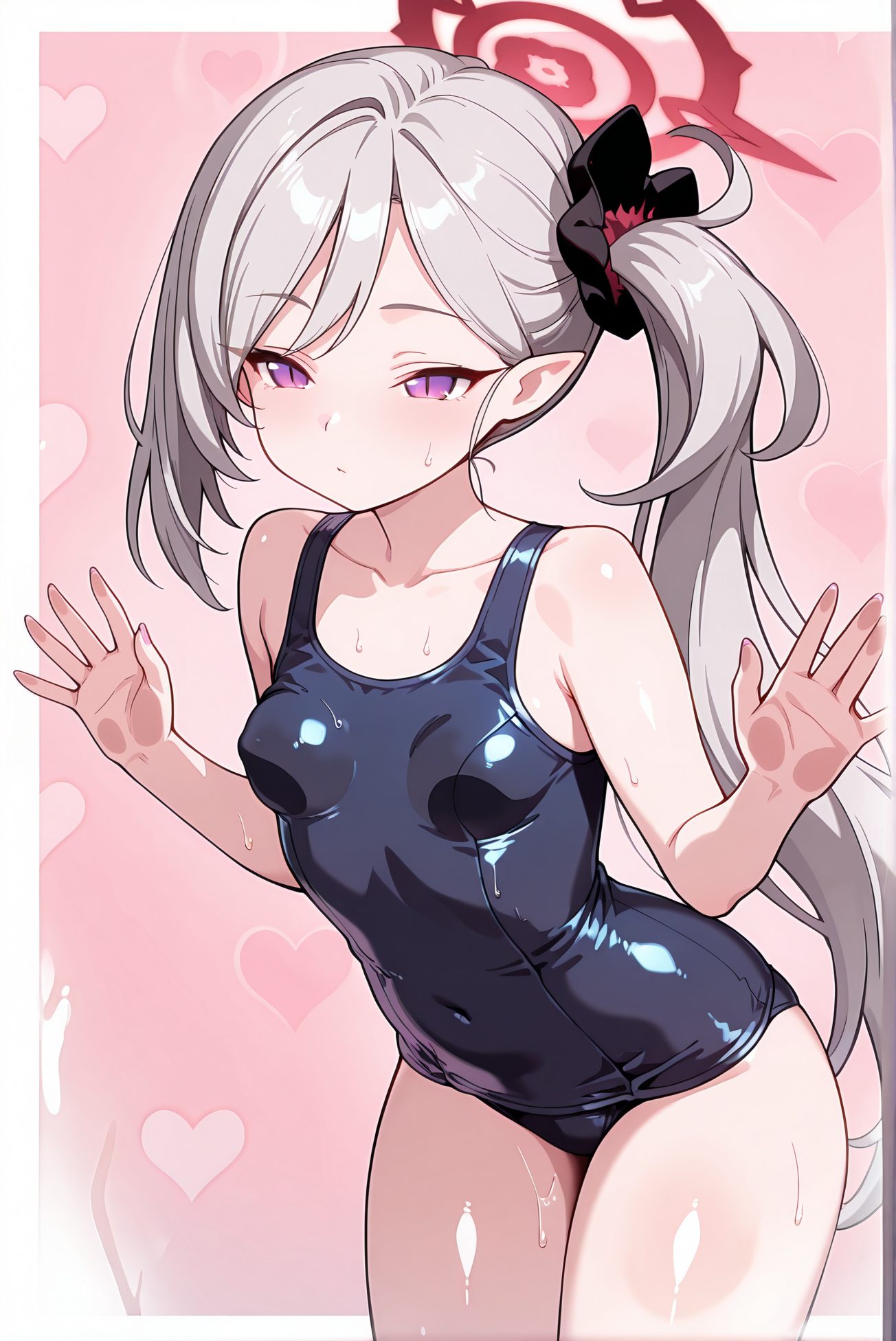 浅黄ムツキのスク水AIイラスト