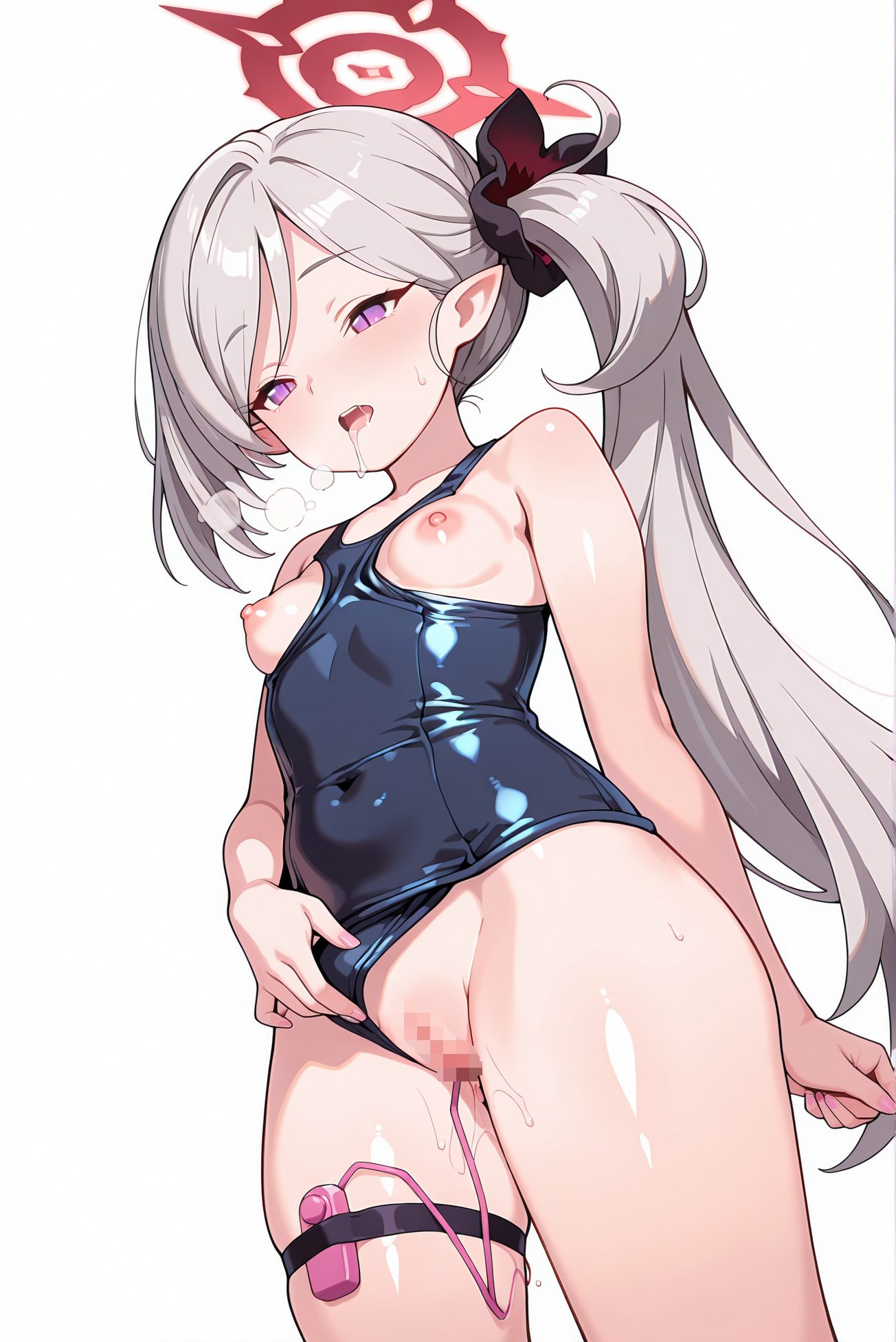 浅黄ムツキのスク水AIイラスト