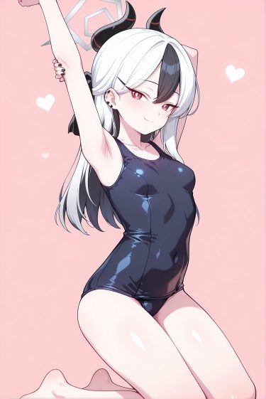 【ブルアカエロ画像】クールなカヨコのキュートなスク水♡鬼方カヨコのスクール水着二次元エロ画像まとめvol4