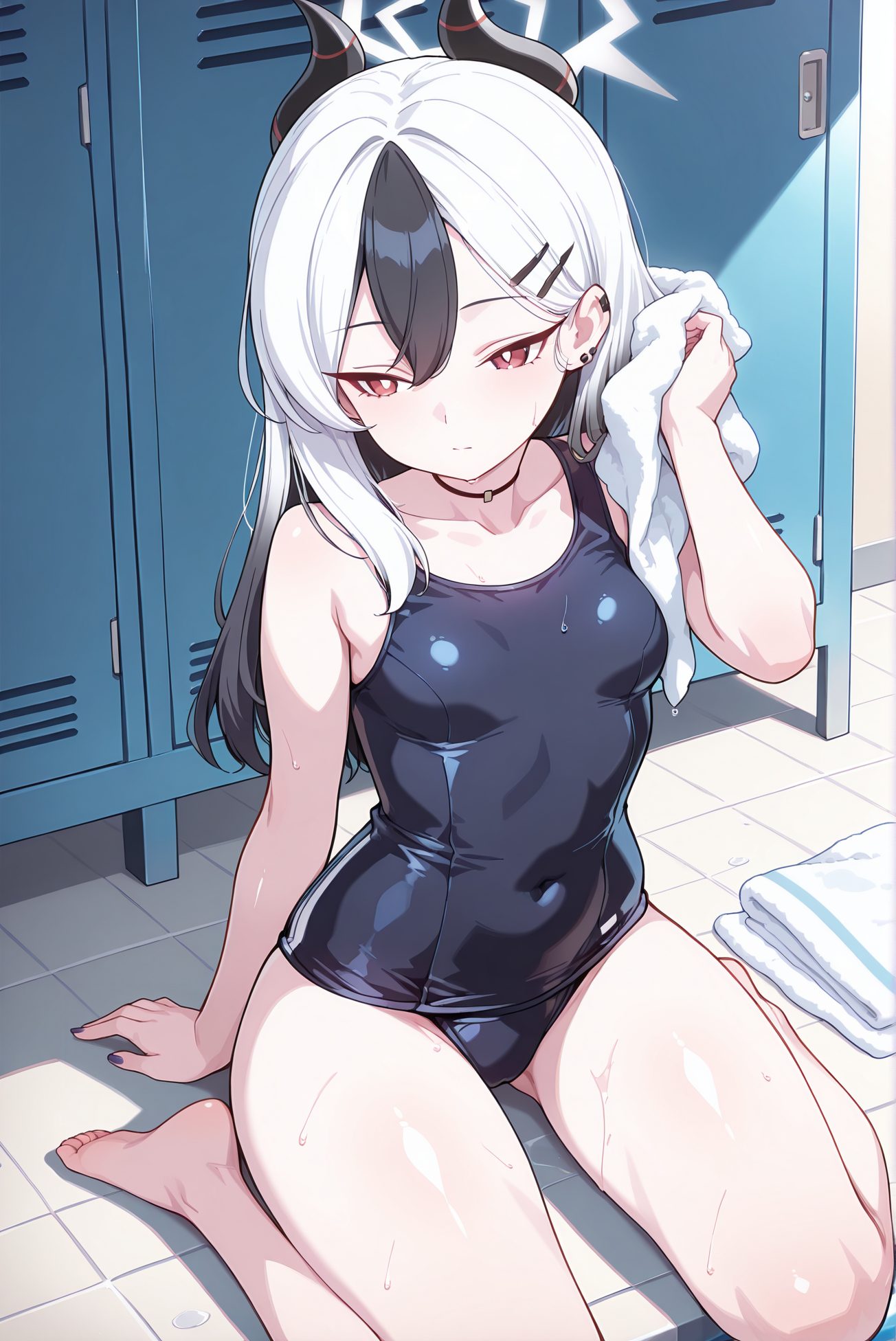 鬼方カヨコのスク水AIイラスト