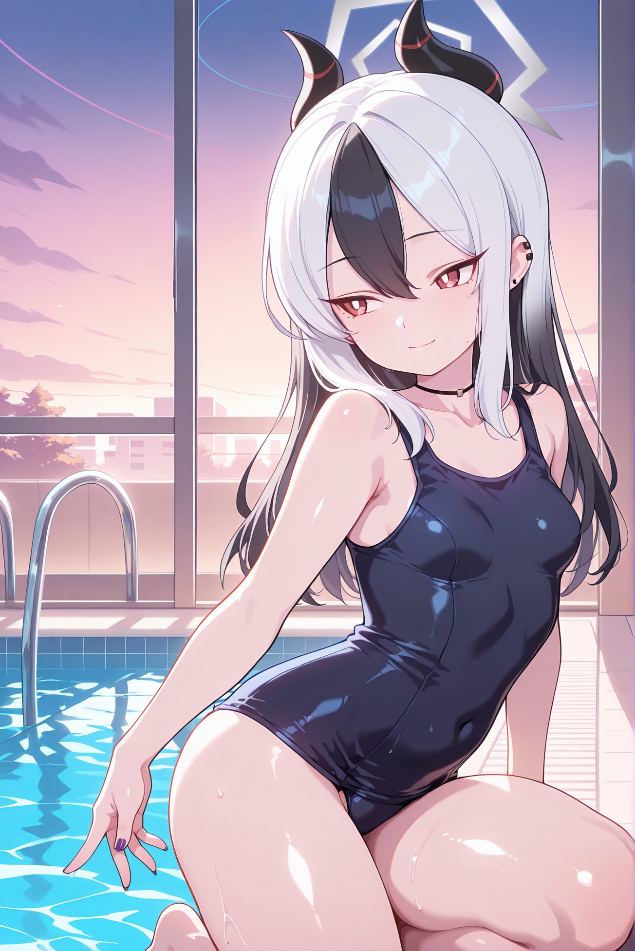 鬼方カヨコのスク水AIイラスト