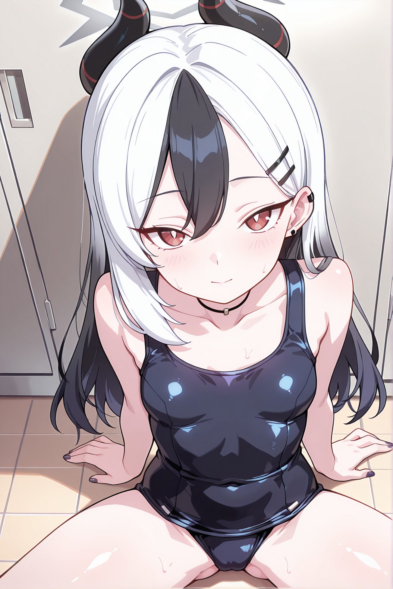鬼方カヨコのスク水AIイラスト
