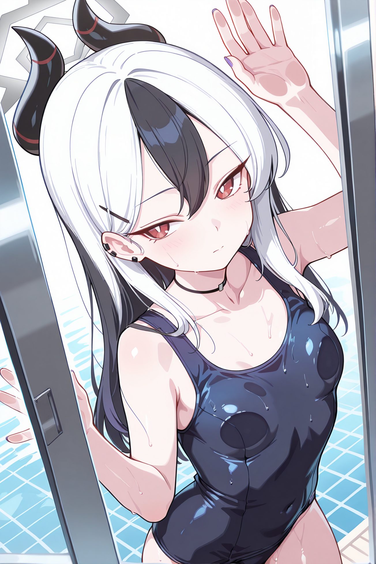 鬼方カヨコのスク水AIイラスト