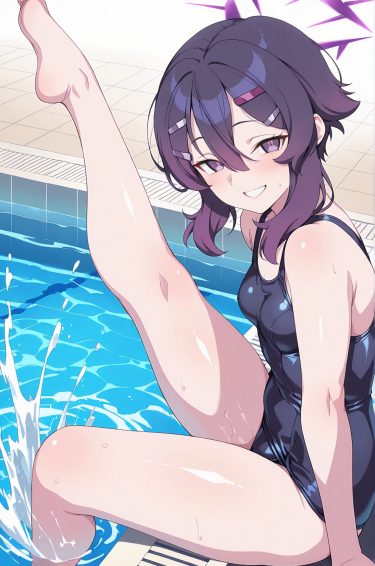 大胆娘のスク水姿♡伊草ハルカのエロ画像まとめvol2【ブルアカ二次元エロ画像】