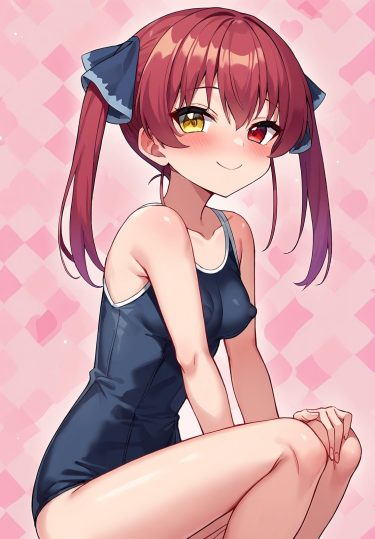 ワンピース水着が魅力的なスク水の二次創作AIイラスト