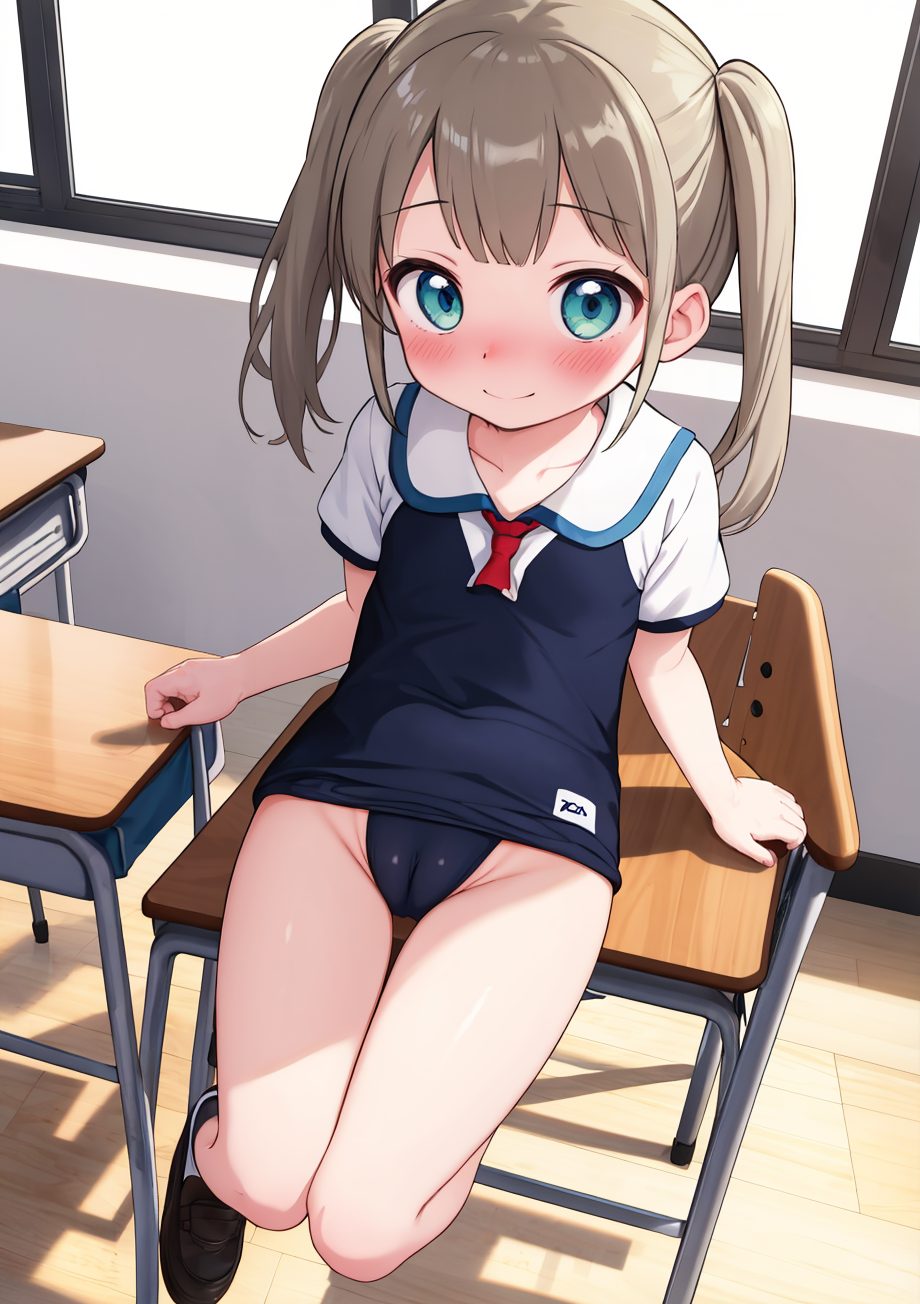 鎖骨が魅力的なスク水の二次創作AIイラスト