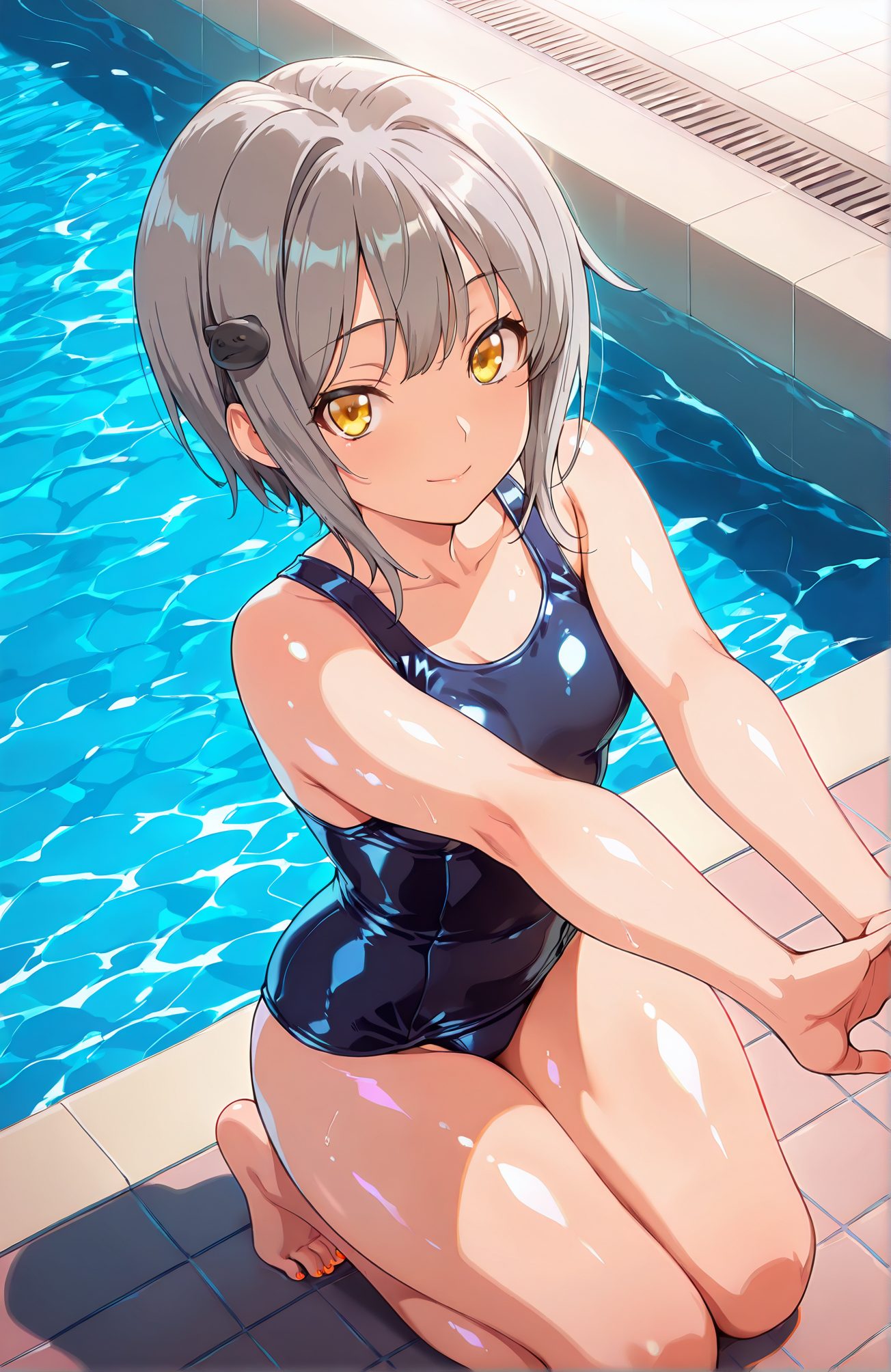 前髪・学校水着の塔城小猫のAIイラスト