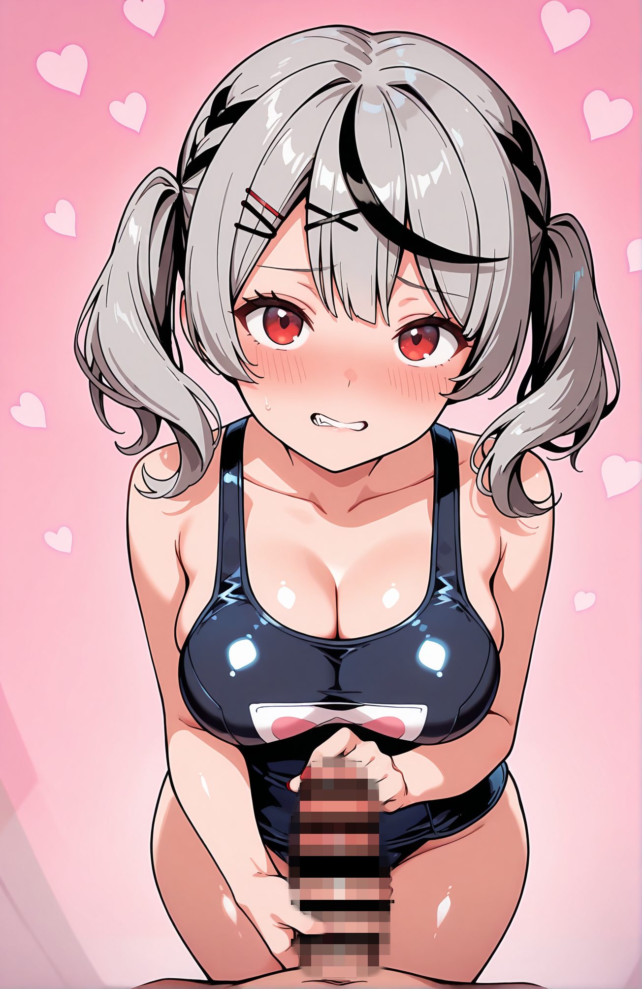 スクール水着・鎖骨のスク水のAIイラスト