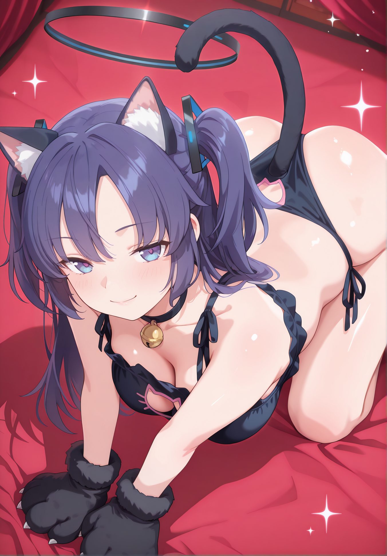 四つん這い・両側アップの早瀬ユウカのAIイラスト