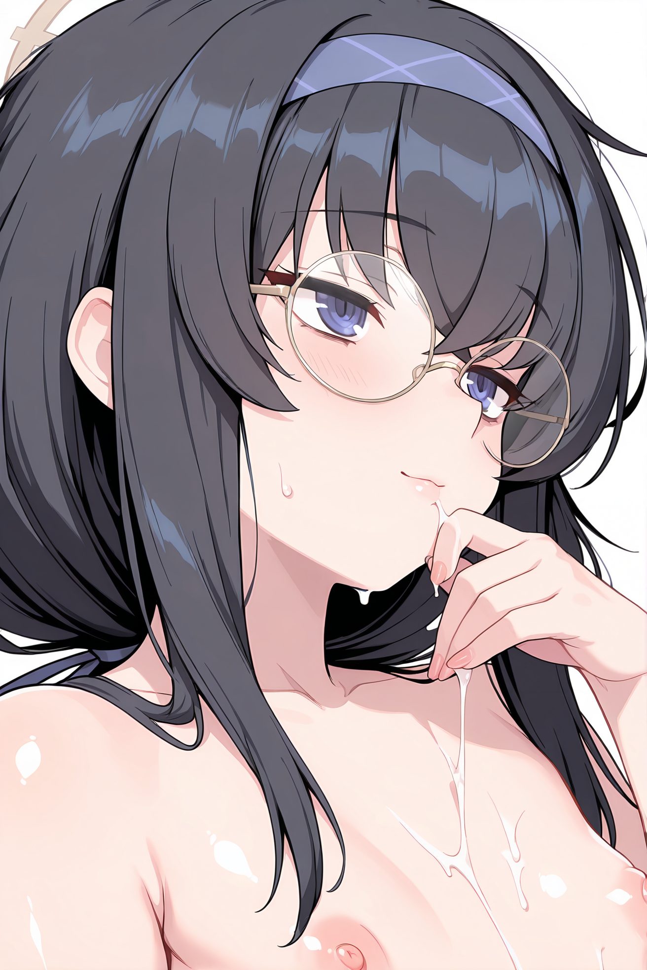 ぶっかけの胸へのぶっかけ姿を描いたAIイラスト(裸)